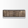 Alvin 82x20 Brown Solid Wood With Black Metal Frame 3 Drawer 2 Cabinet Door Sideboard, Sideboards & Buffet by Mercana, 82" length x 20" width x 30" height thumbnail 6