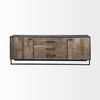 Alvin 82x20 Brown Solid Wood With Black Metal Frame 3 Drawer 2 Cabinet Door Sideboard thumbnail 1