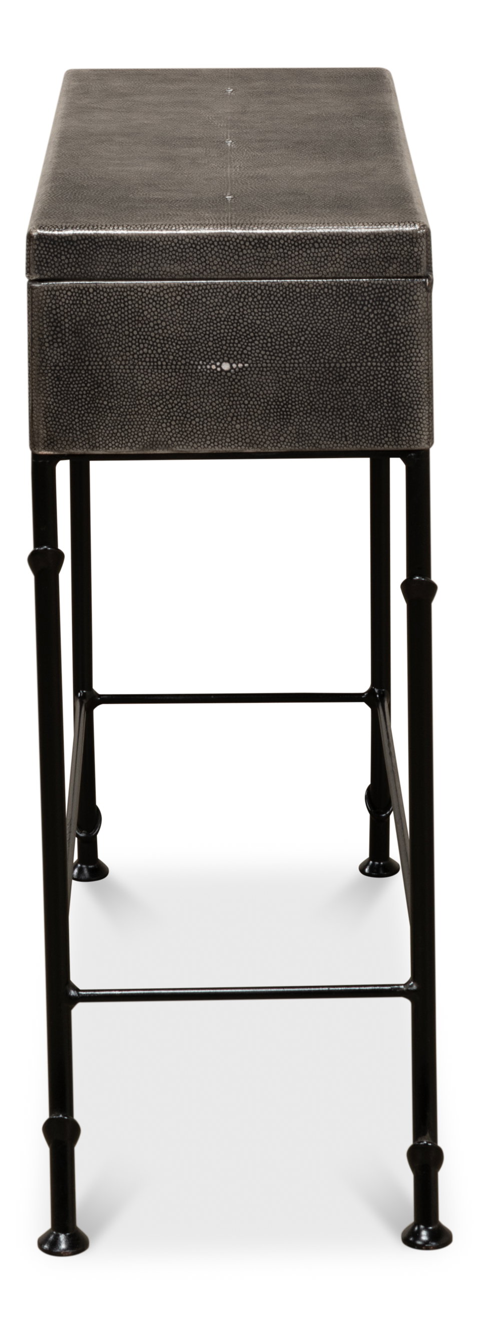 Grey Leather Shagreen Box On Stand, by Sarreid, 10" length x 2' width x 2'1" height View 4