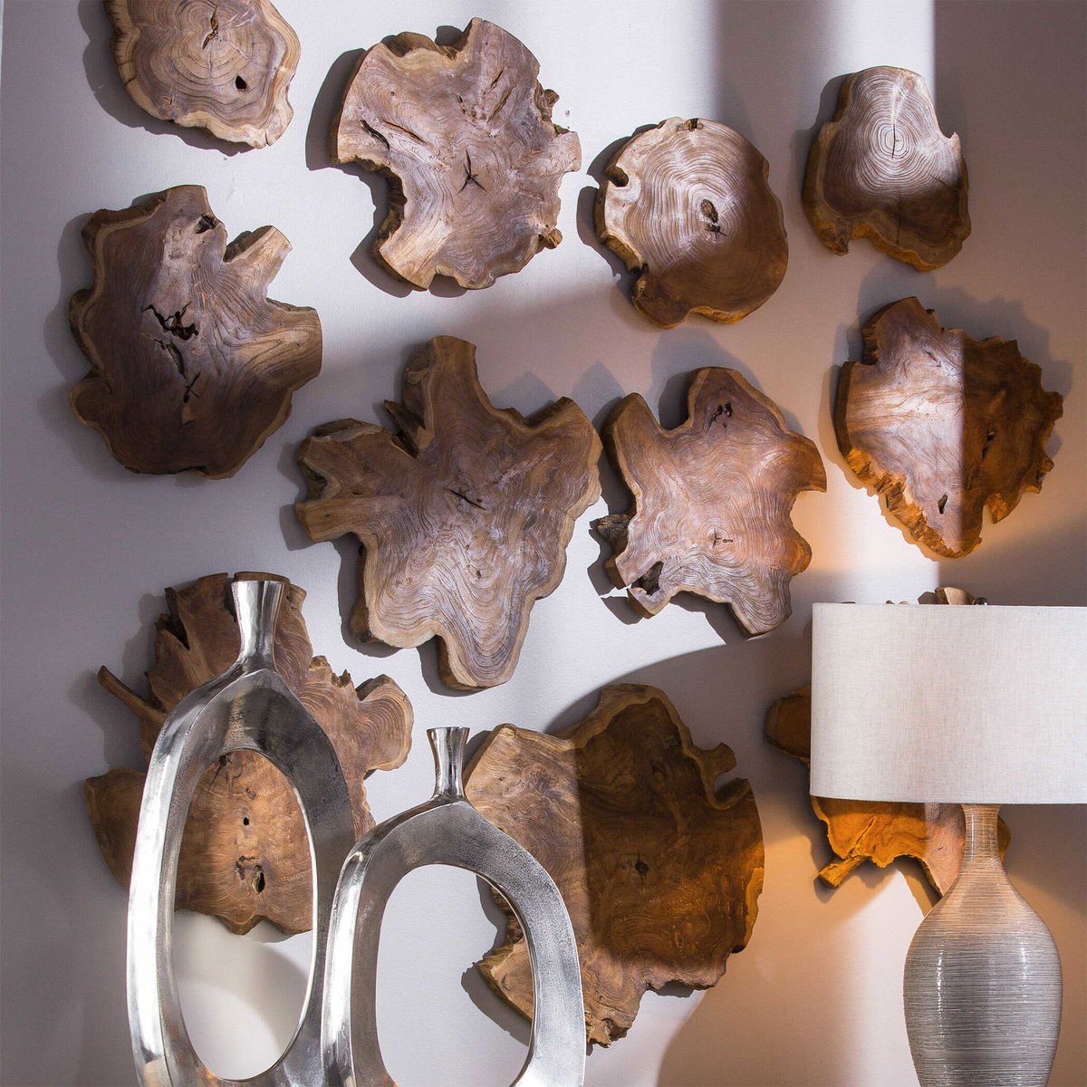 Kalani Teak Wall Art Set/3, Sculptural Wall Art by Uttermost, 20" width x 20" height x 1.2" depth View 5