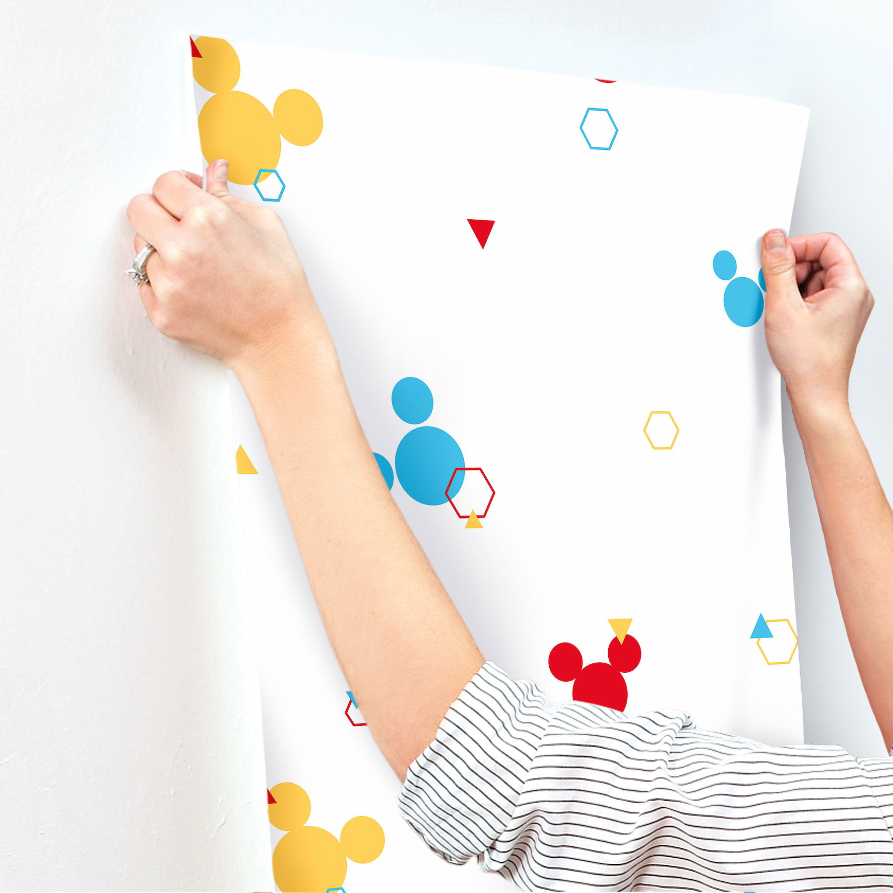 Disney Minnie Mouse Dots Blue & Yellow Wallpaper large image 