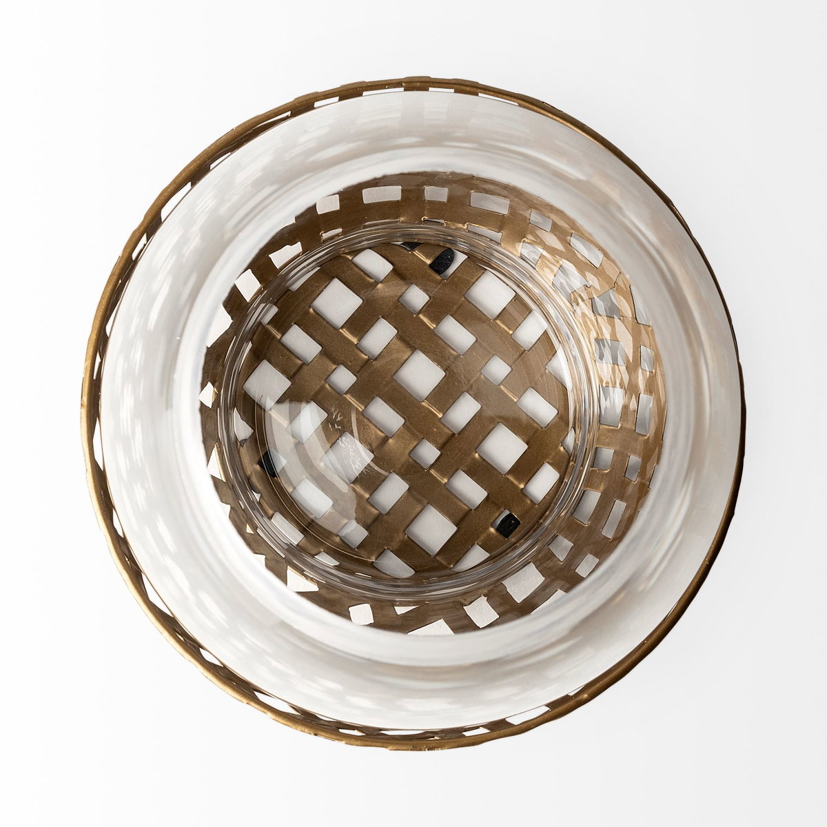 Reena II Large Gold Woven Metal Base Table Candle Holder, Candles & Candle Holder by Mercana, 7.68" length x 7.68" width x 9.84" height View 5