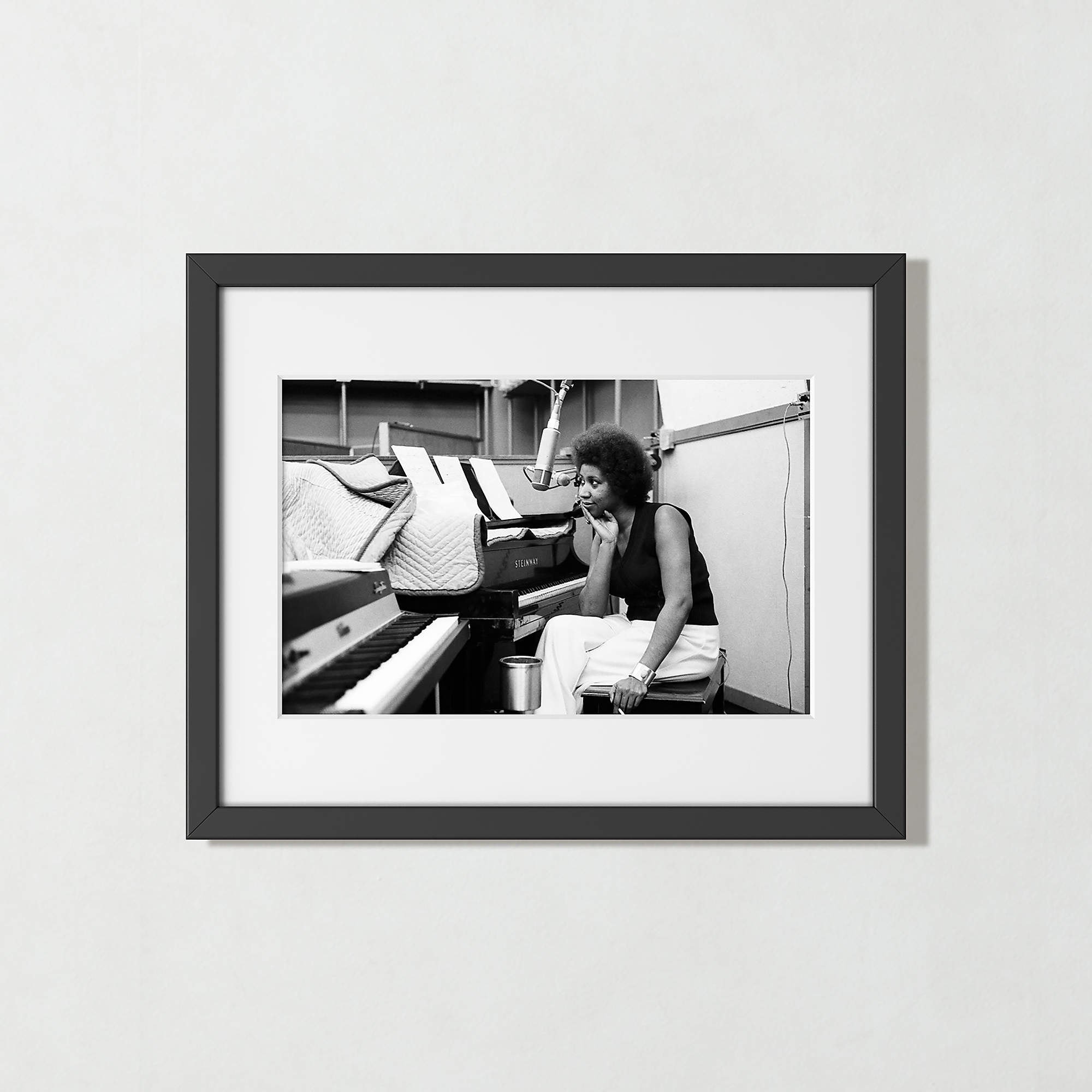 Online Designer Home Office 'Aretha at the Piano' Photographic Print in Black Frame 21.5"x17.5"