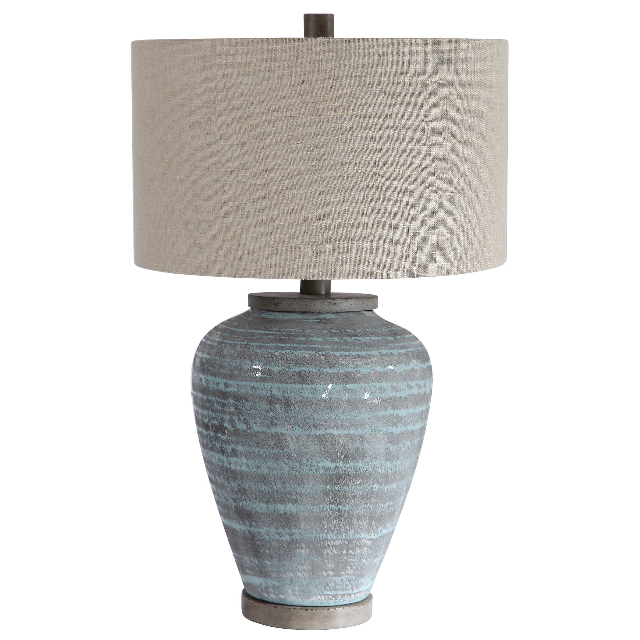Pelia Light Aqua Table Lamp, by Uttermost, 17" width x 27.5" height x 17" depth View 4