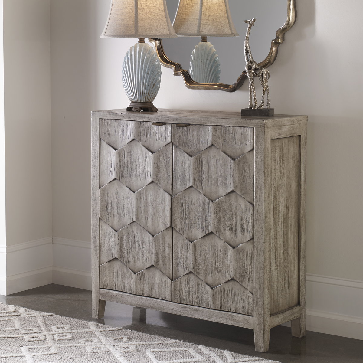 Catori Smoked Ivory Console Cabinet, Cabinets & Chest by Uttermost, 34" width x 34" height x 12" depth View 6