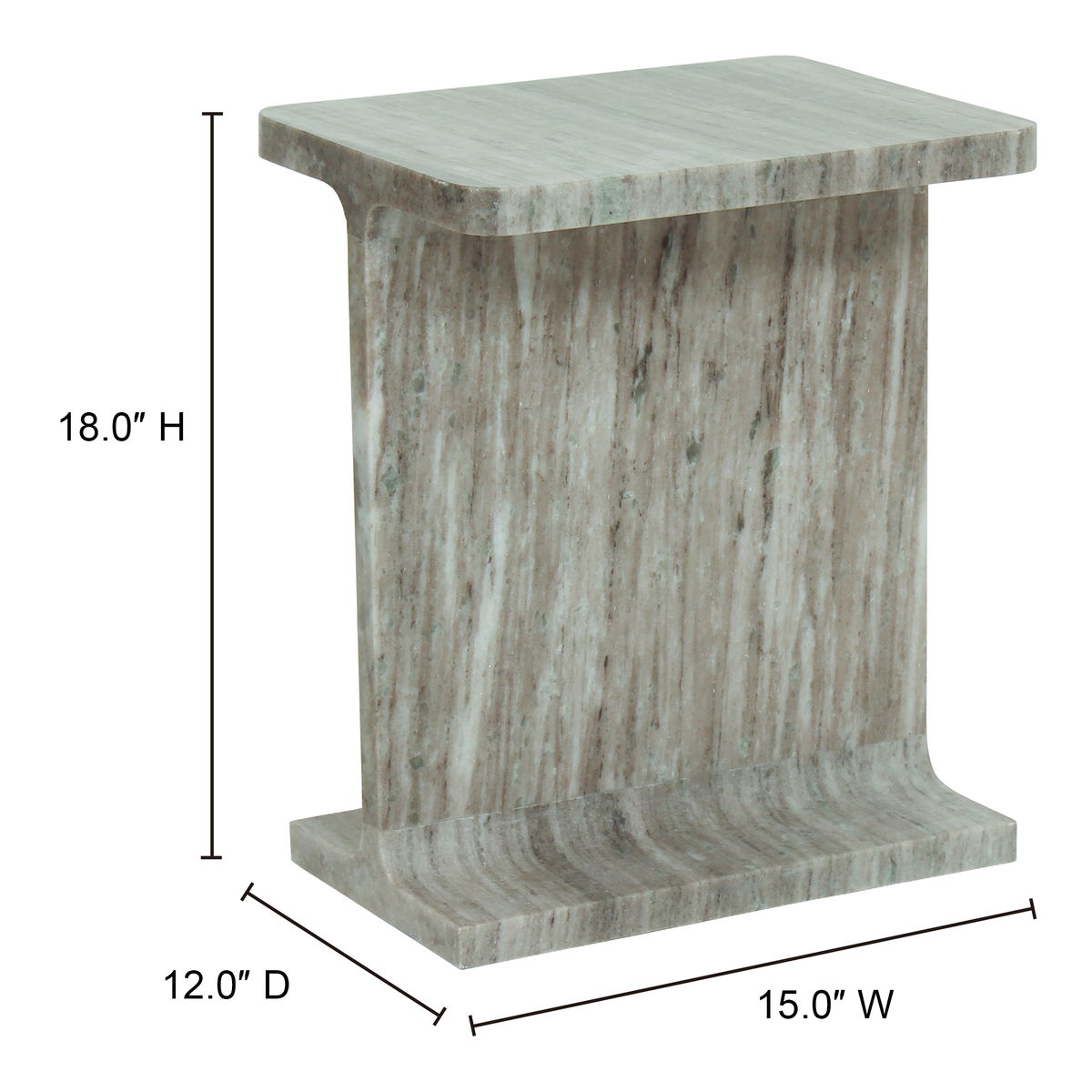Tullia Accent Table Taupe, Side & End Table by Moe's Home, 15" width x 18" height x 12" depth View 10