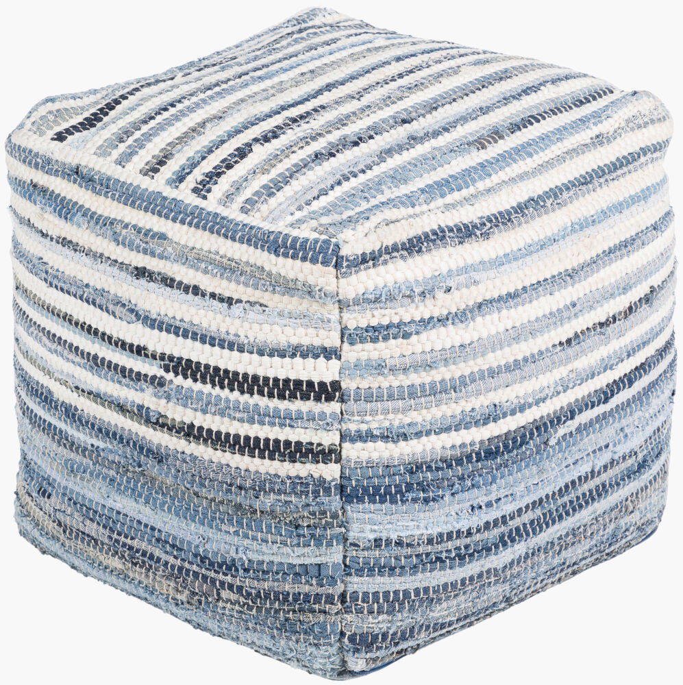 Denim Pouf, Ottoman by Surya, 16" width x 16" height
