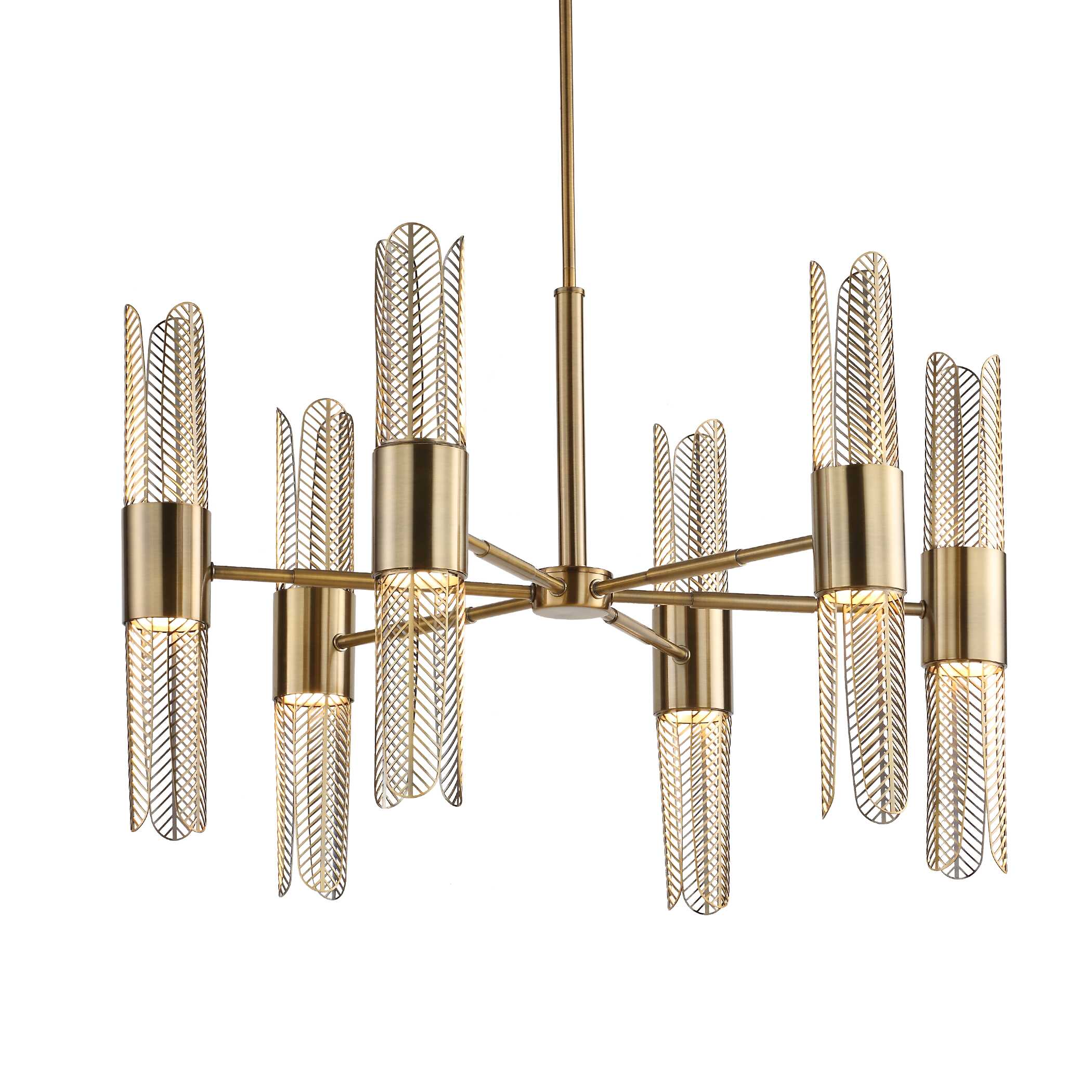 Cret 12 Light Brass Chandelier, Ceiling Light by Uttermost, 31" width x 20.62" height x 31" diameter x 31" depth View 4