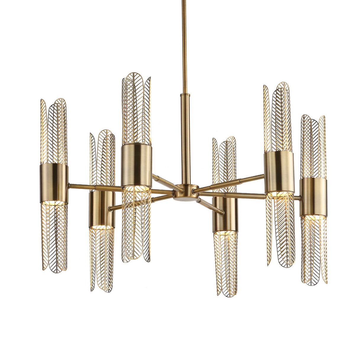 Cret 12 Light Brass Chandelier, Ceiling Light by Uttermost, 31" width x 20.62" height x 31" diameter x 31" depth View 4