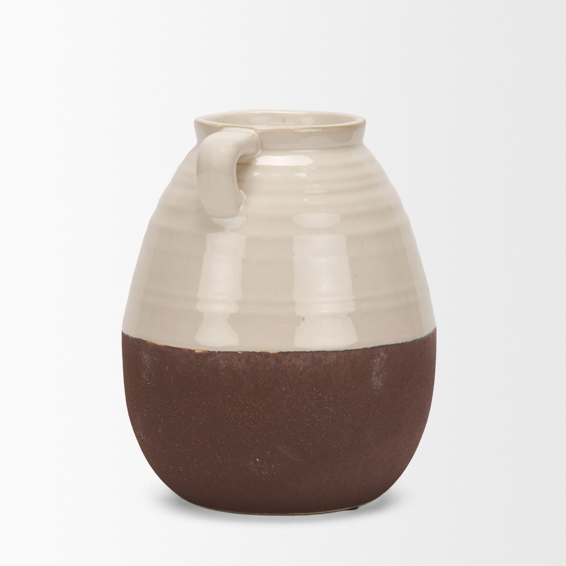 Tryna Small Beige with Matte Brown Ceramic Vase large image 