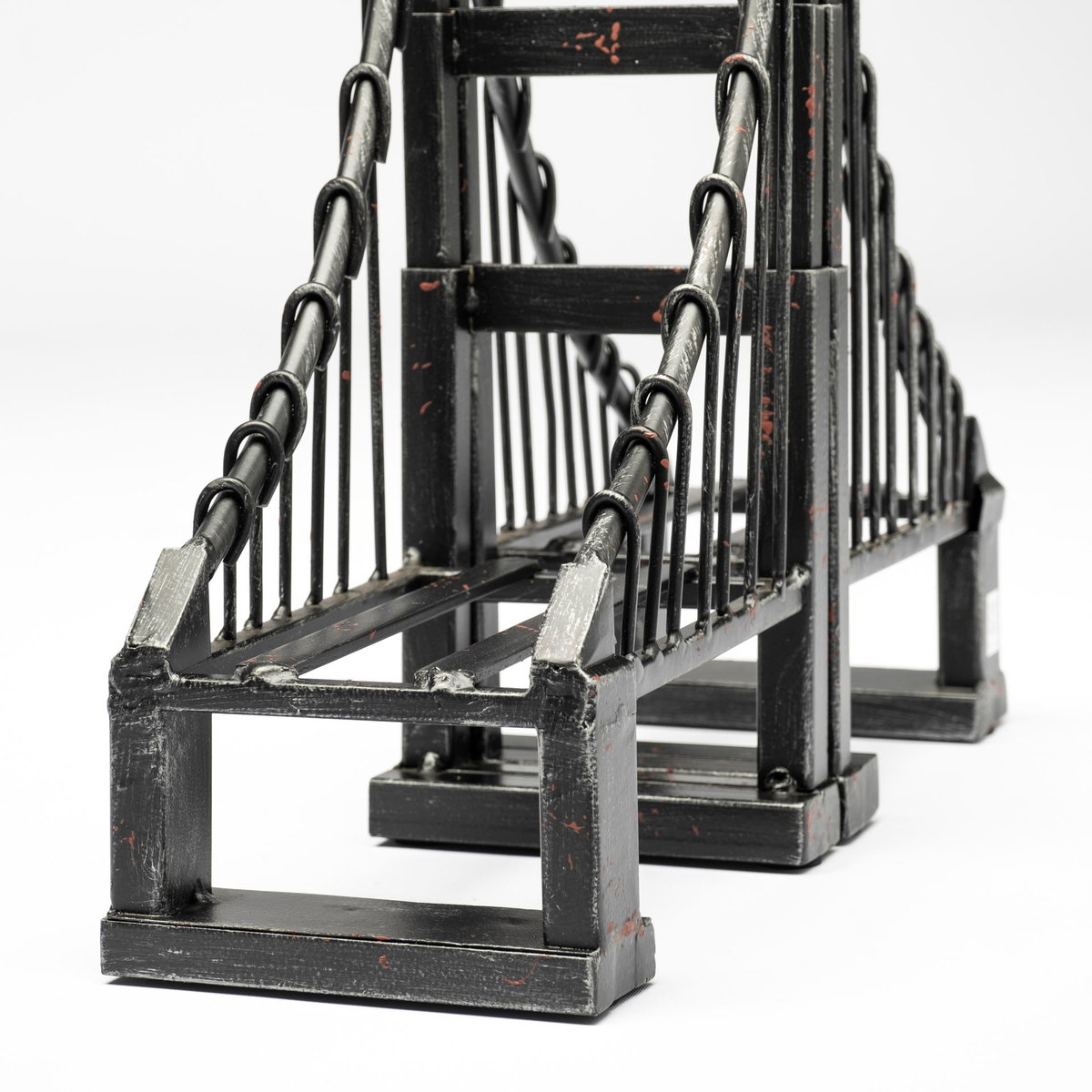 Suspension Set of 2 19L x 4W Brown Wrought Iron Suspension Bridge Bookends, by Mercana, 19" length x 3.94" width x 10.04" height View 8