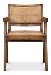 Angus Chair, Brown W/Brown Leather, Dining Chair by Sarreid, 22" length x 20" width x 32" height thumbnail 2