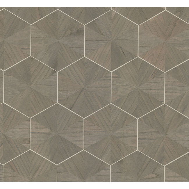 Hexagram Wood Veneer Brown Wallpaper large image 