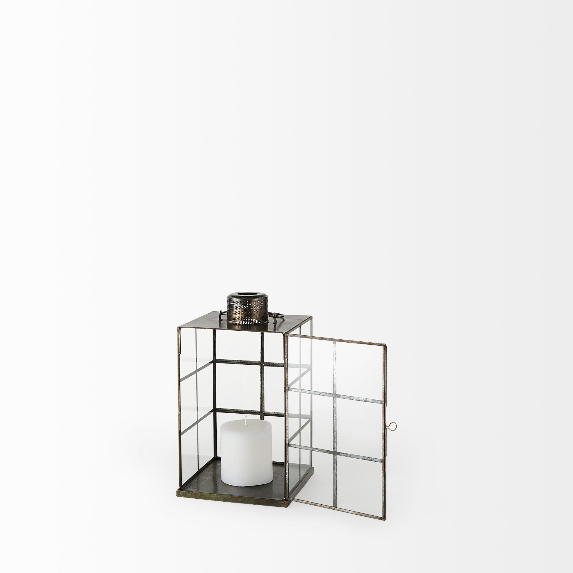 Grimwig (Small) 8L x 8W x 15H LANTERN with SHEET BASE WITHOUT BEVEL, Lighting by Mercana, 8.27" length x 8.27" width x 14.57" height View 7