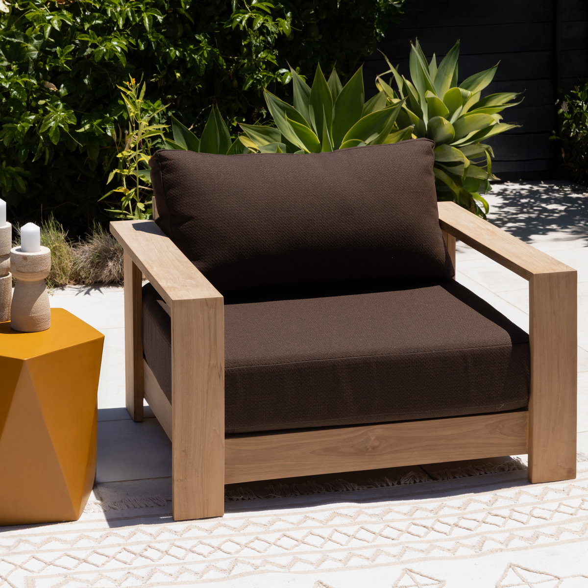 Naya Outdoor Sofa Chair Brown, Accent Chair by Dovetail, 43.3" width x 30.3" height x 33.46" depth View 7