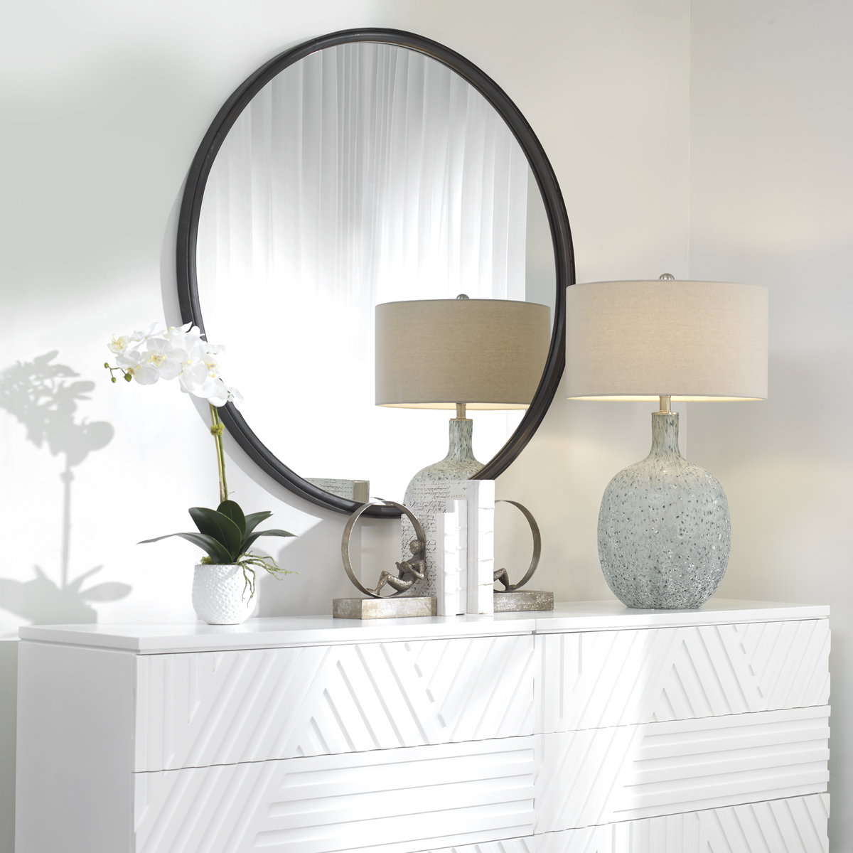 Dawsyn Round Mirror, by Uttermost, 3'8" width x 3'8" height x 1.5" depth View 7