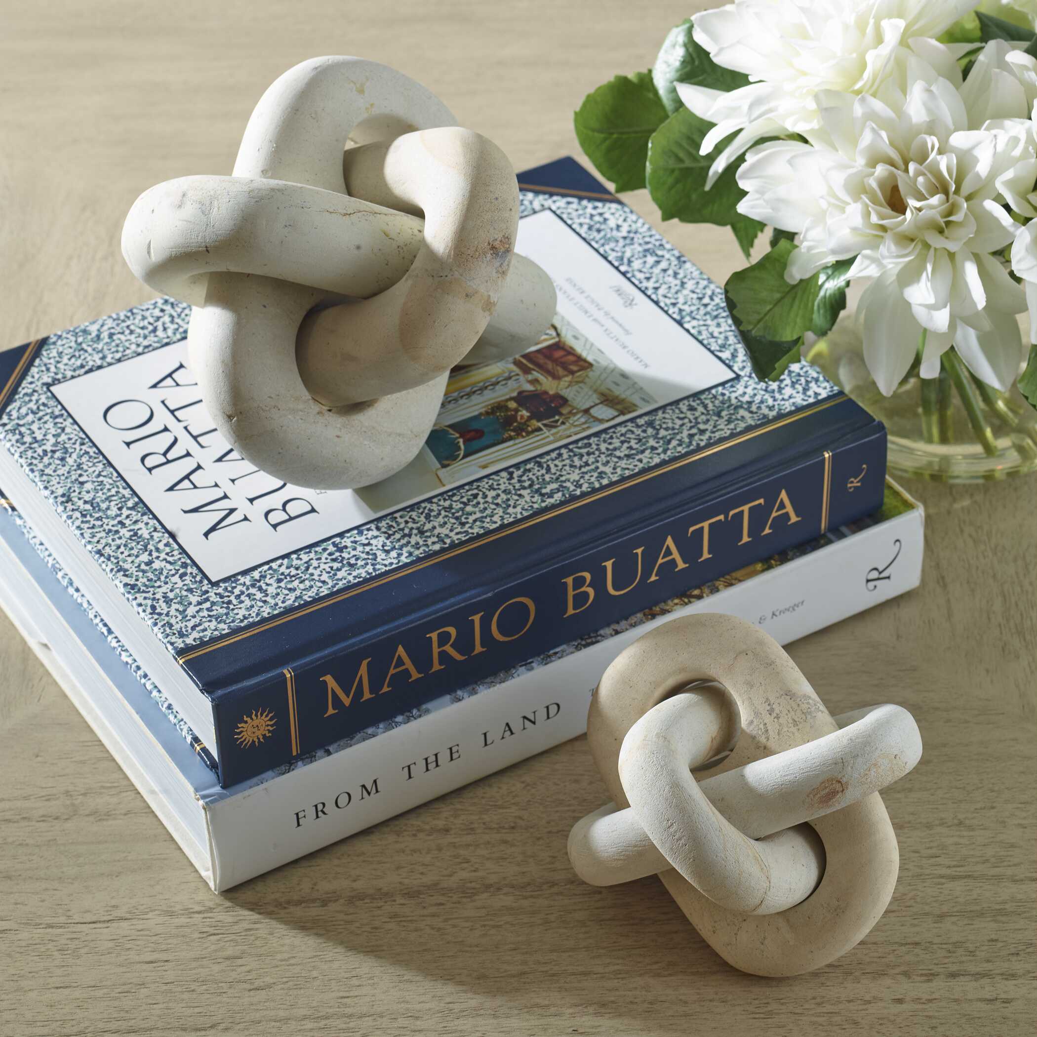 Limestone Link Sculptures Set/2, Decorative by Uttermost, 7.25" width x 7.25" height x 7.25" depth View 5