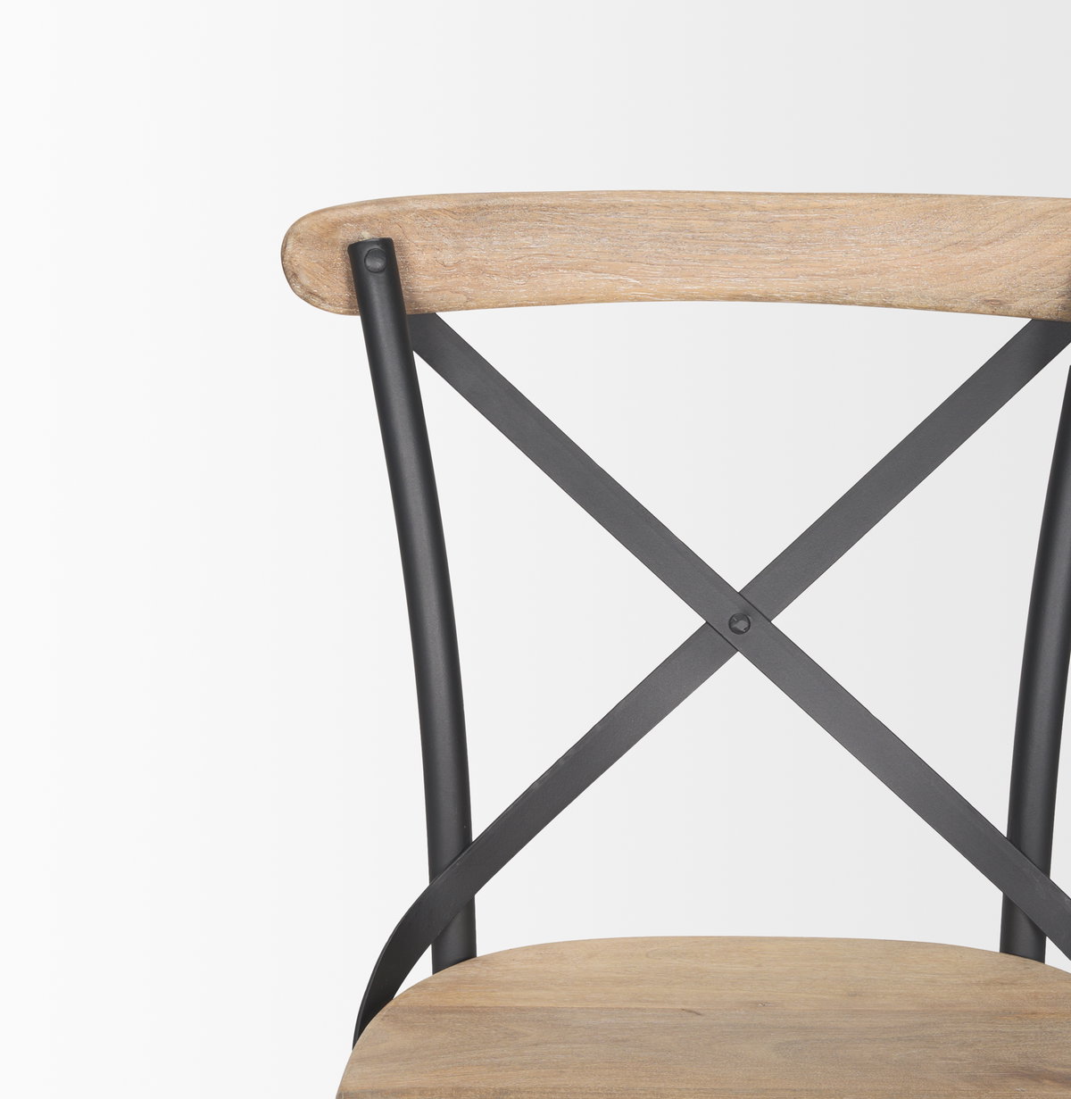 Etienne Cross Back Dining Side Chair | Light Brown Wood with Iron, Dining Chair by Mercana, 20.5" length x 19.5" width x 35.5" height View 9