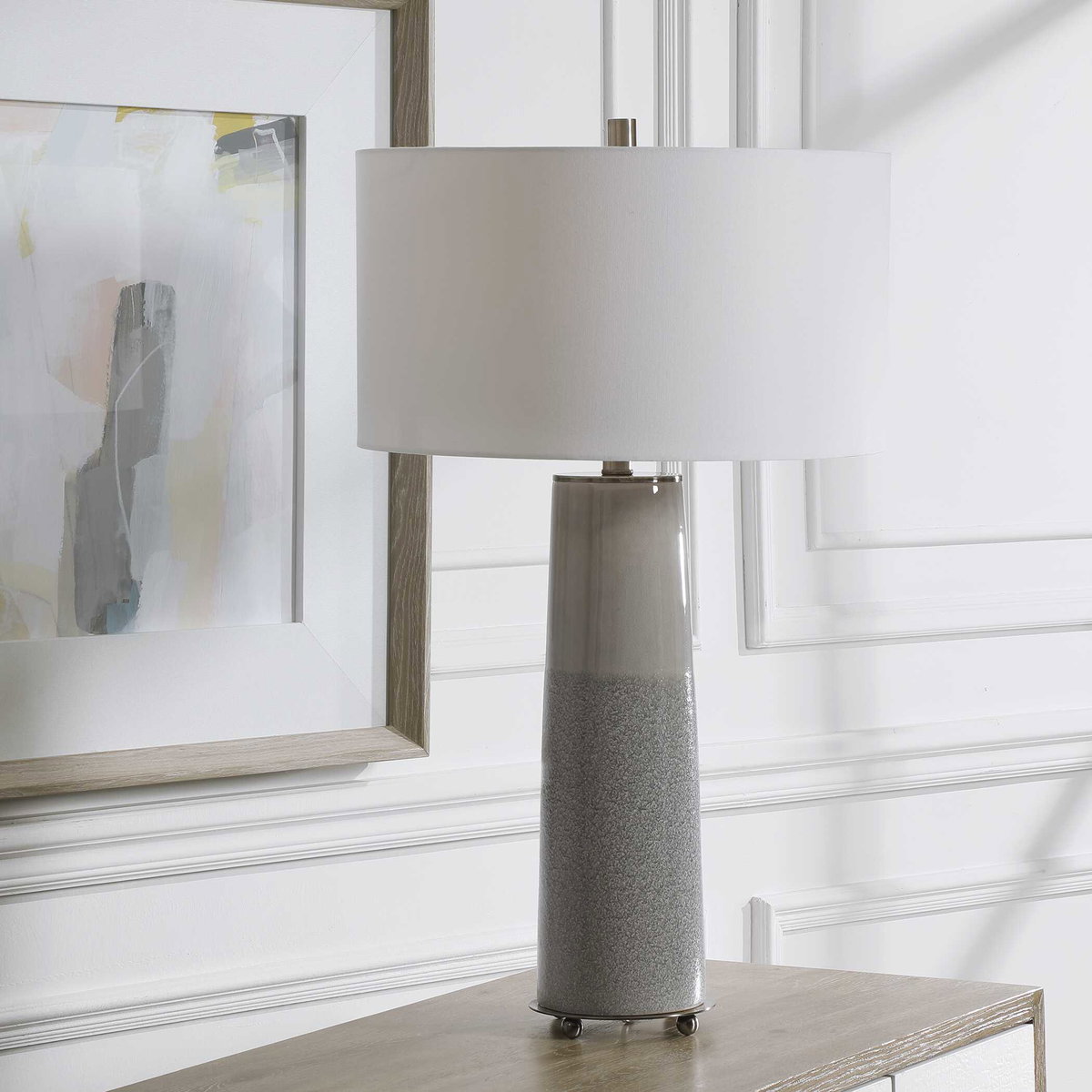 Abdel Gray Glaze Table Lamp, by Uttermost, 17" width x 30.75" height x 17" depth View 2