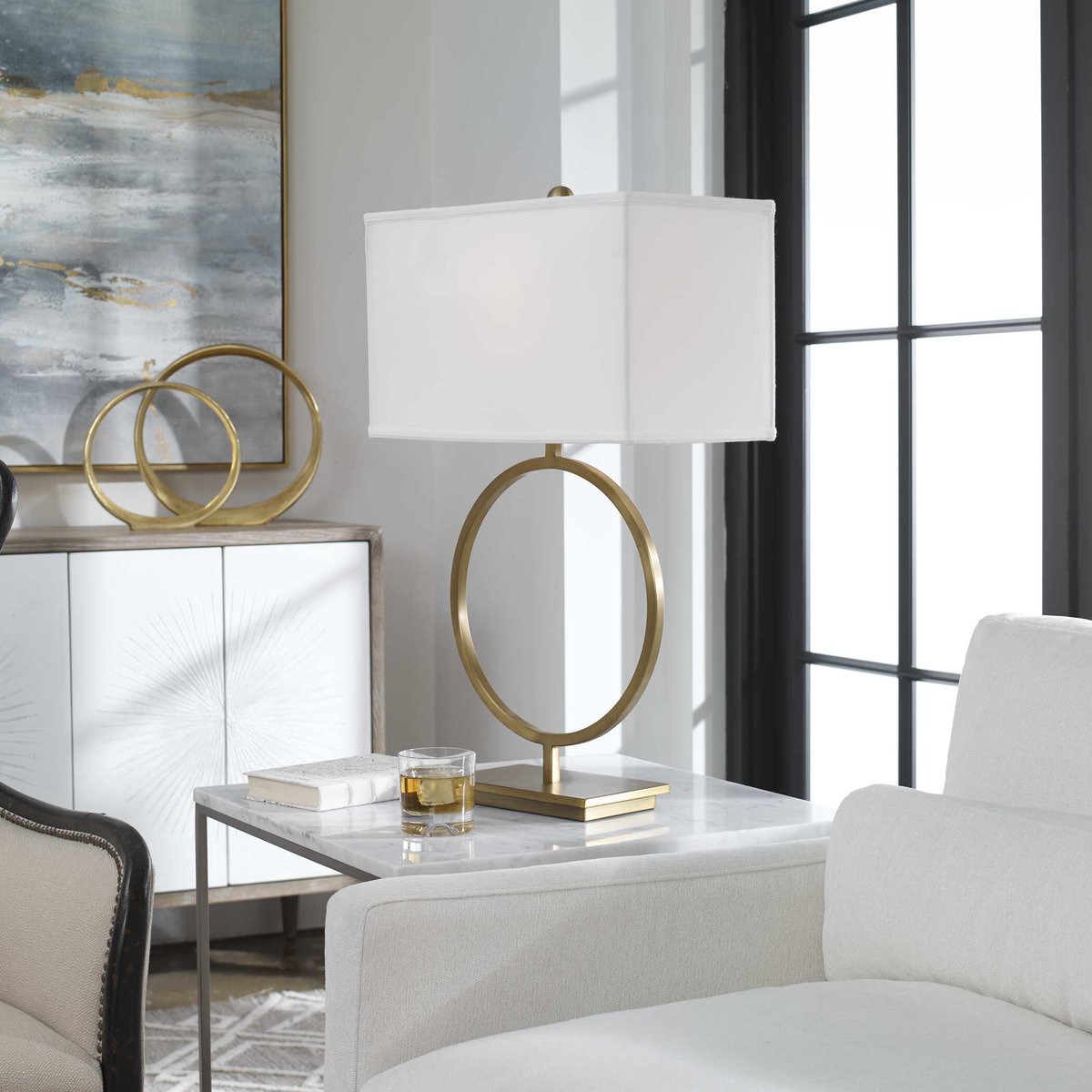 Duara Circle Table Lamp, by Uttermost, 18.5" width x 28.75" height x 9.5" depth View 2