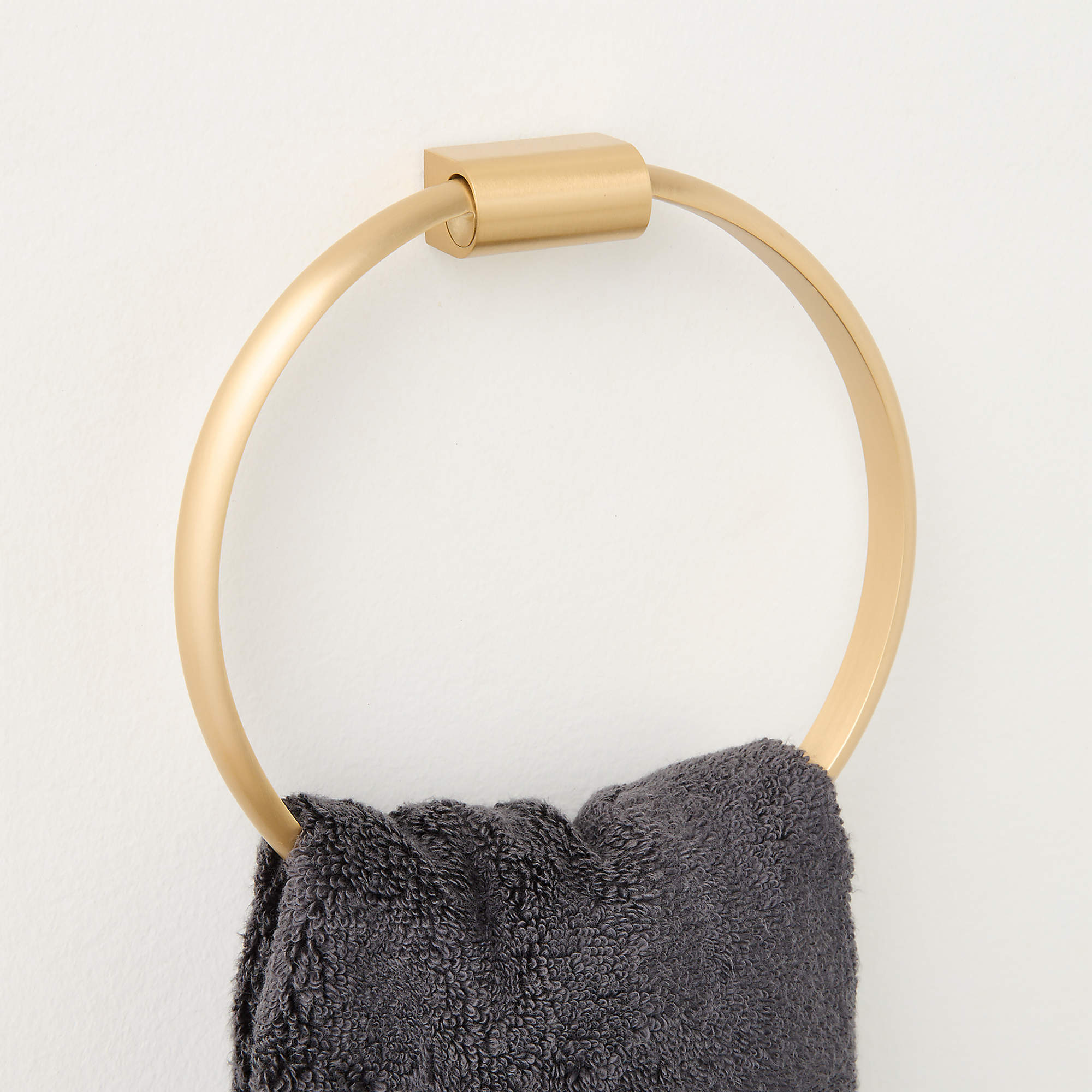 Online Designer Bathroom Curveaux Curved Brushed Brass Towel Ring