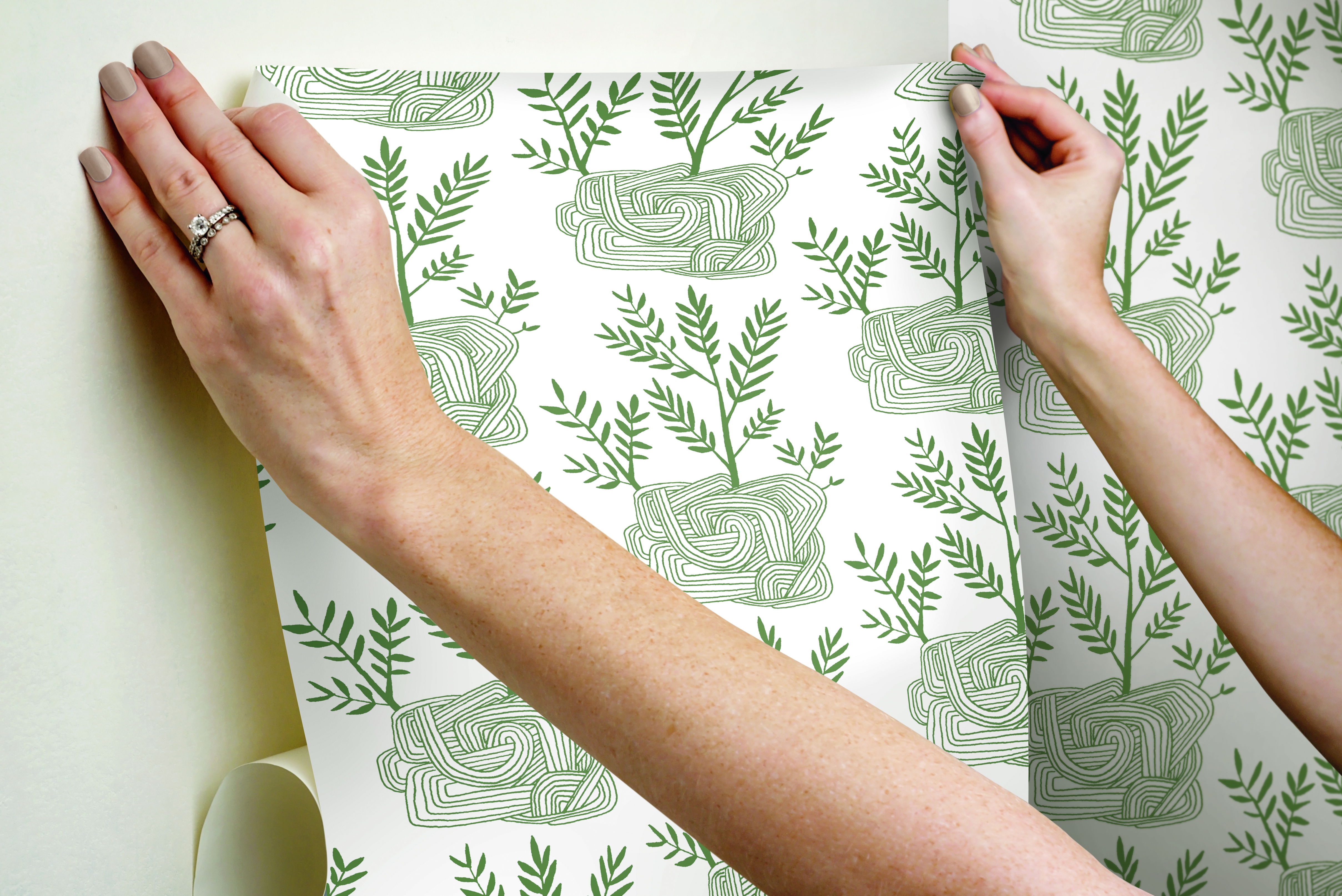 Seedlings Green Peel & Stick Wallpaper large image 