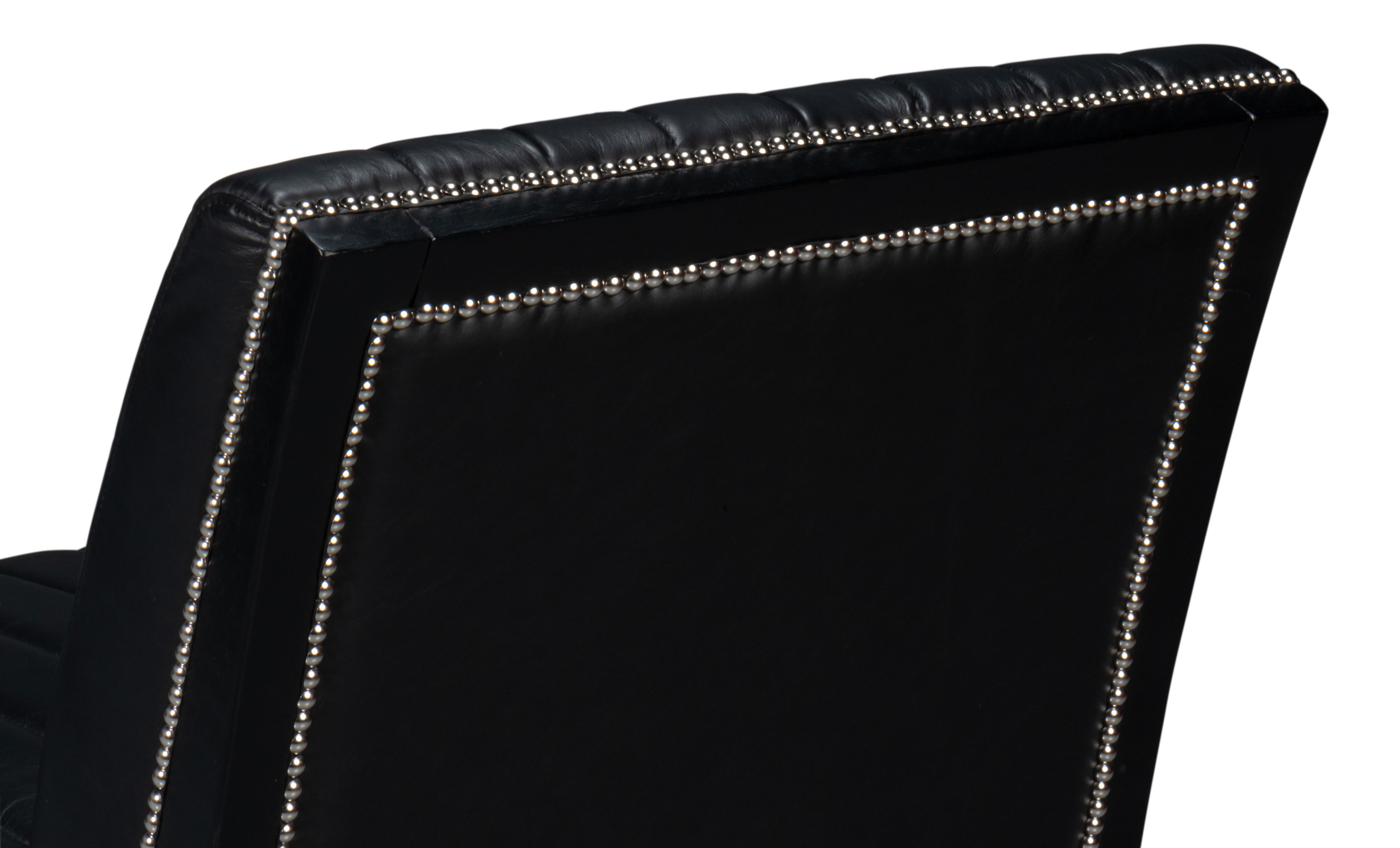 Agave Slipper Chair,Distilled Lthr, Blk, Seating by Sarreid, 27" length x 32" width x 33" height View 3