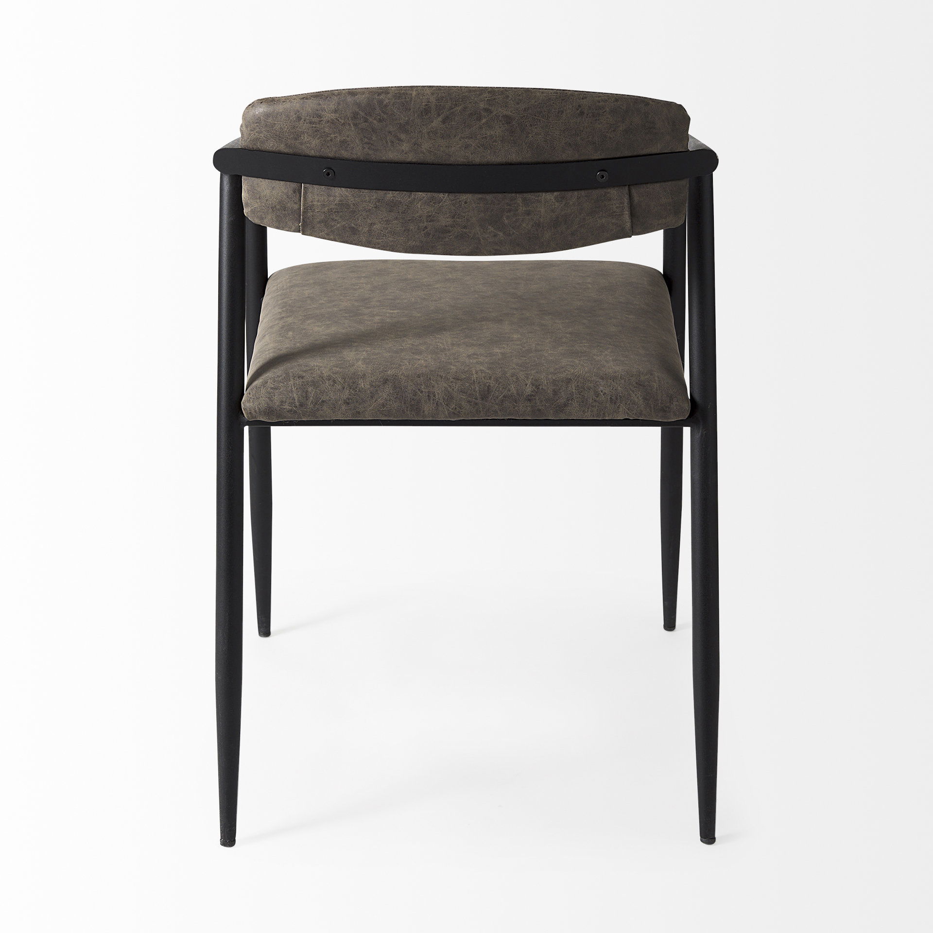 Langston Brown Faux-Leather Seat Black Iron Frame Dining Chair large image 