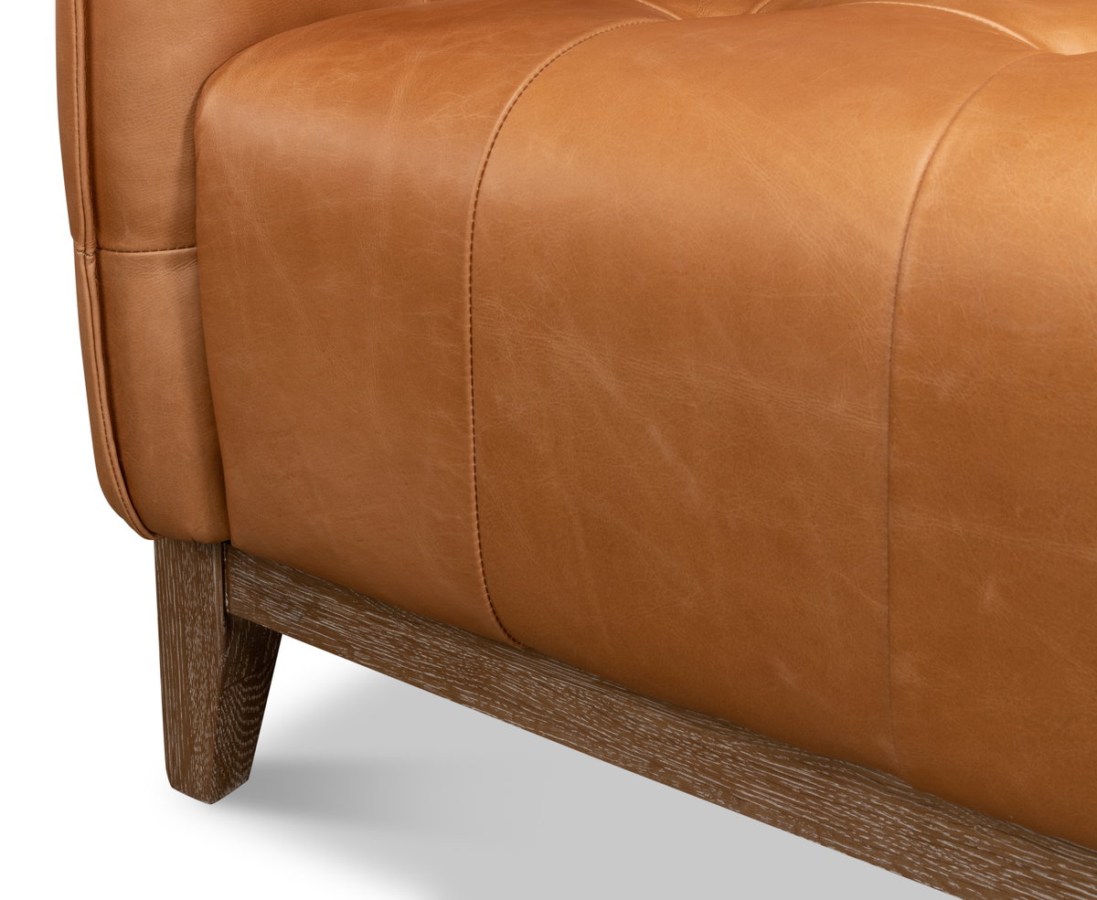 Isaac Leather Sofa, by Sarreid, 2'6" length x 6'5" width x 2'7" height View 5