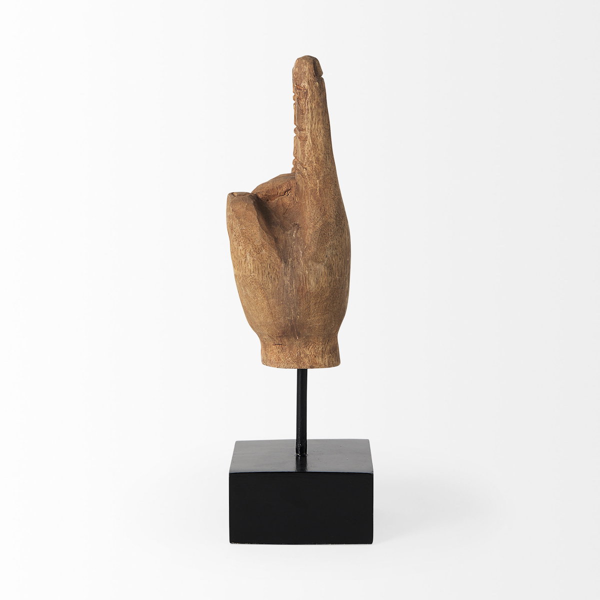 Saxum 4L x 4W Natural Wooden Carved Hang Loose Hand, Decorative Object by Mercana, 4" length x 4.33" width x 12.99" height View 7