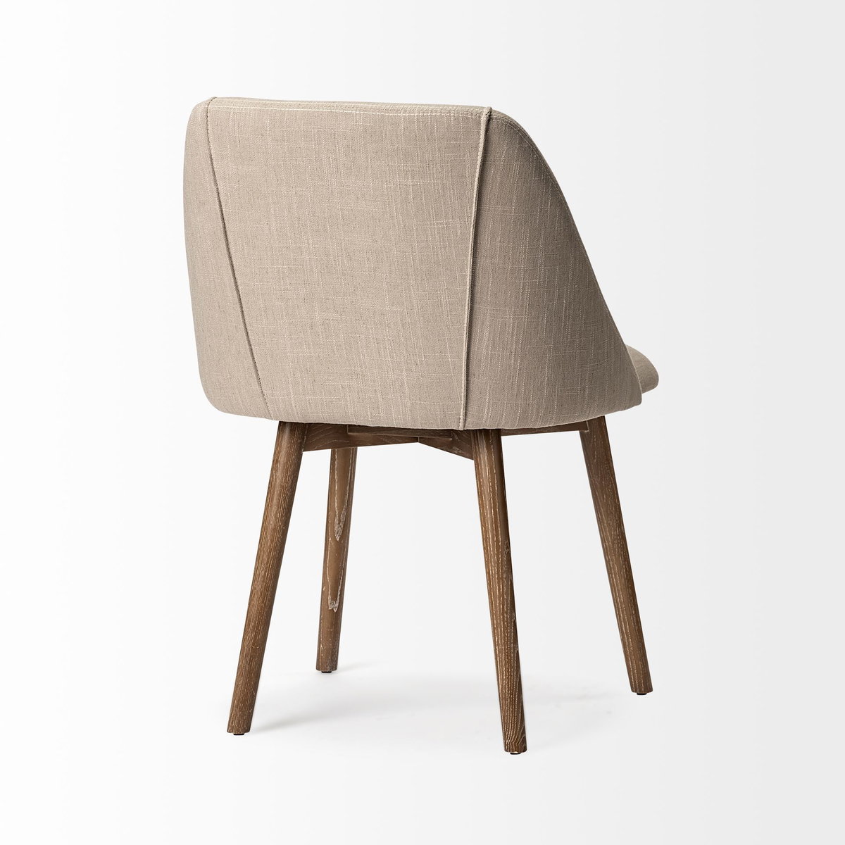 Ronald I Cream Fabric Wrap Brown Wooden Base Dining Chair, by Mercana, 22.5" length x 21.5" width x 32.25" height View 7
