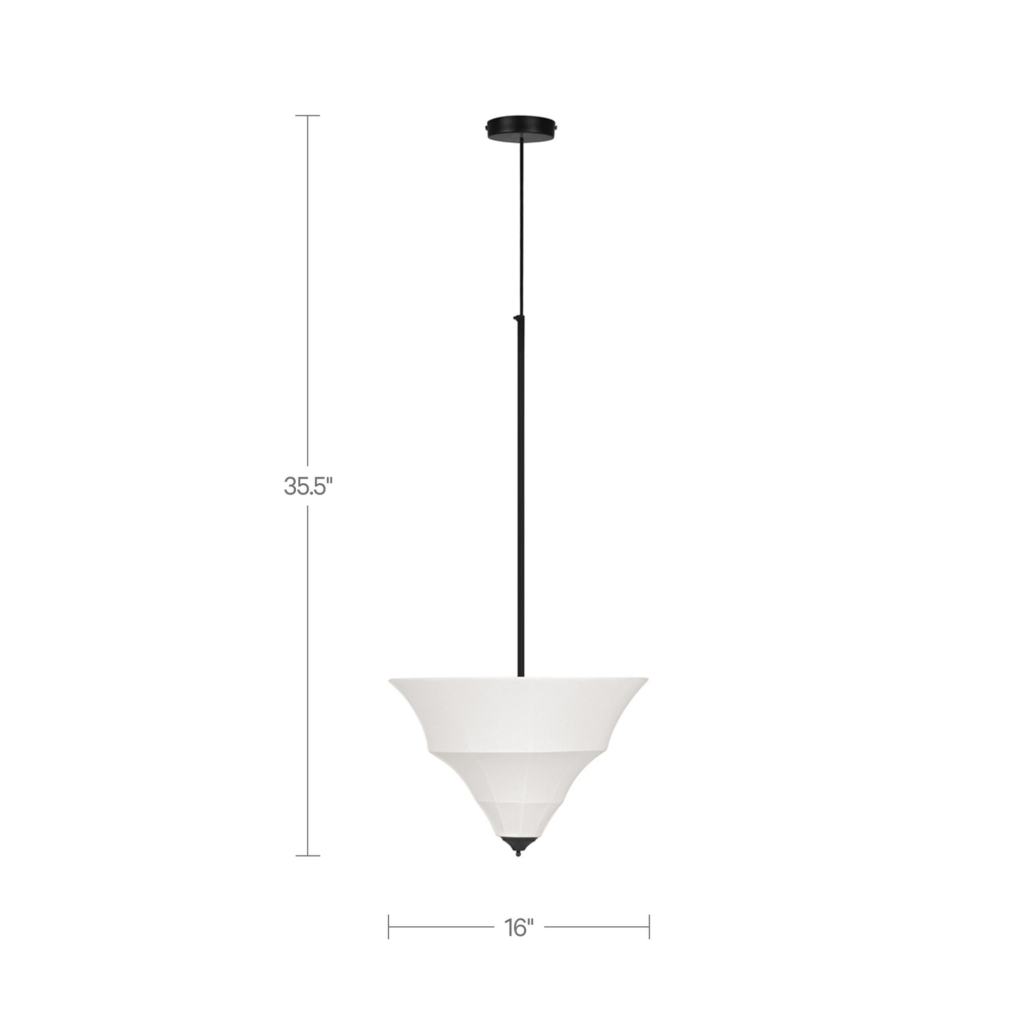 Corrina Pendant Lamp Small White, by Moe's Home, 16" width x 35.5" height x 16" depth View 4