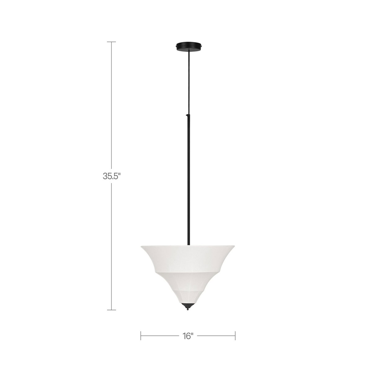 Corrina Pendant Lamp Small White, by Moe's Home, 16" width x 35.5" height x 16" depth View 4