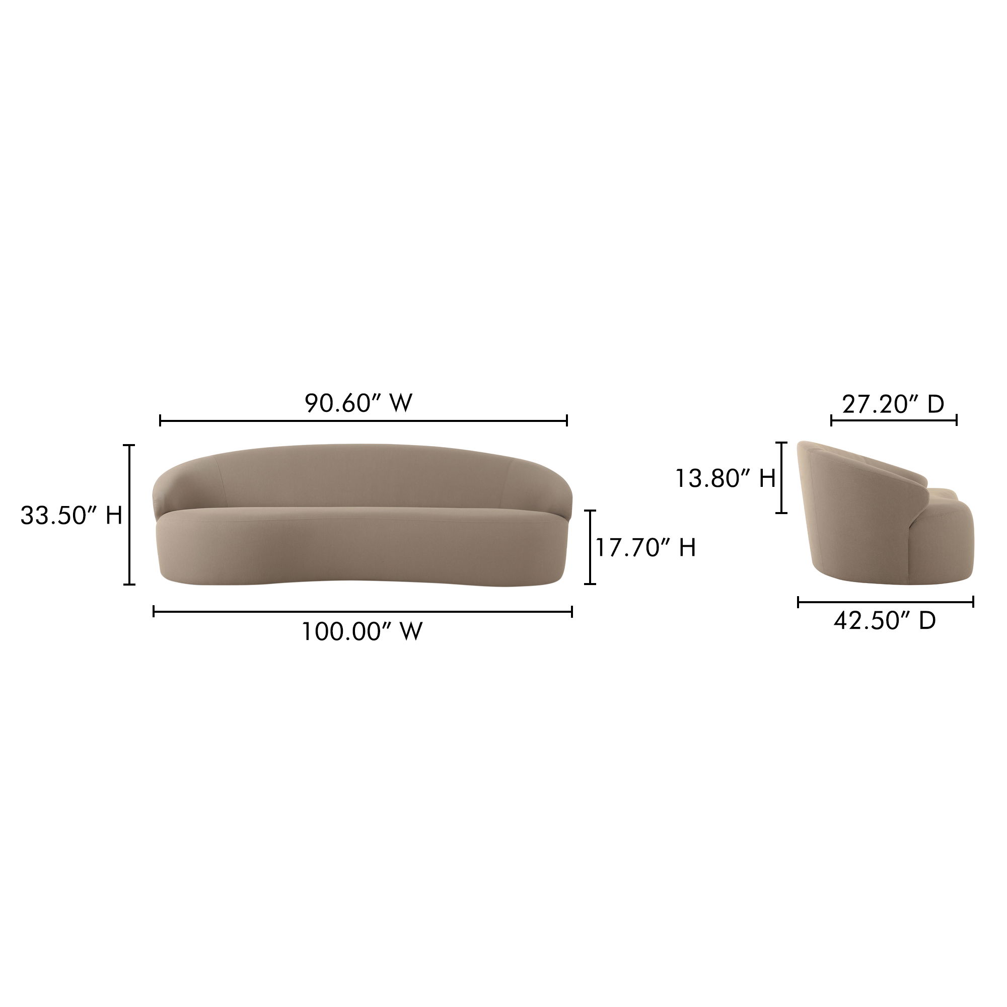 Cove Outdoor Sofa Taupe, Sofas & Sectional by Moe's Home, 100" width x 33.5" height x 42.5" depth View 11