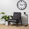 Ballatine II 15L x 15W x 27L White Marble Round Top White with Black Metal Base Accent Table thumbnail 2