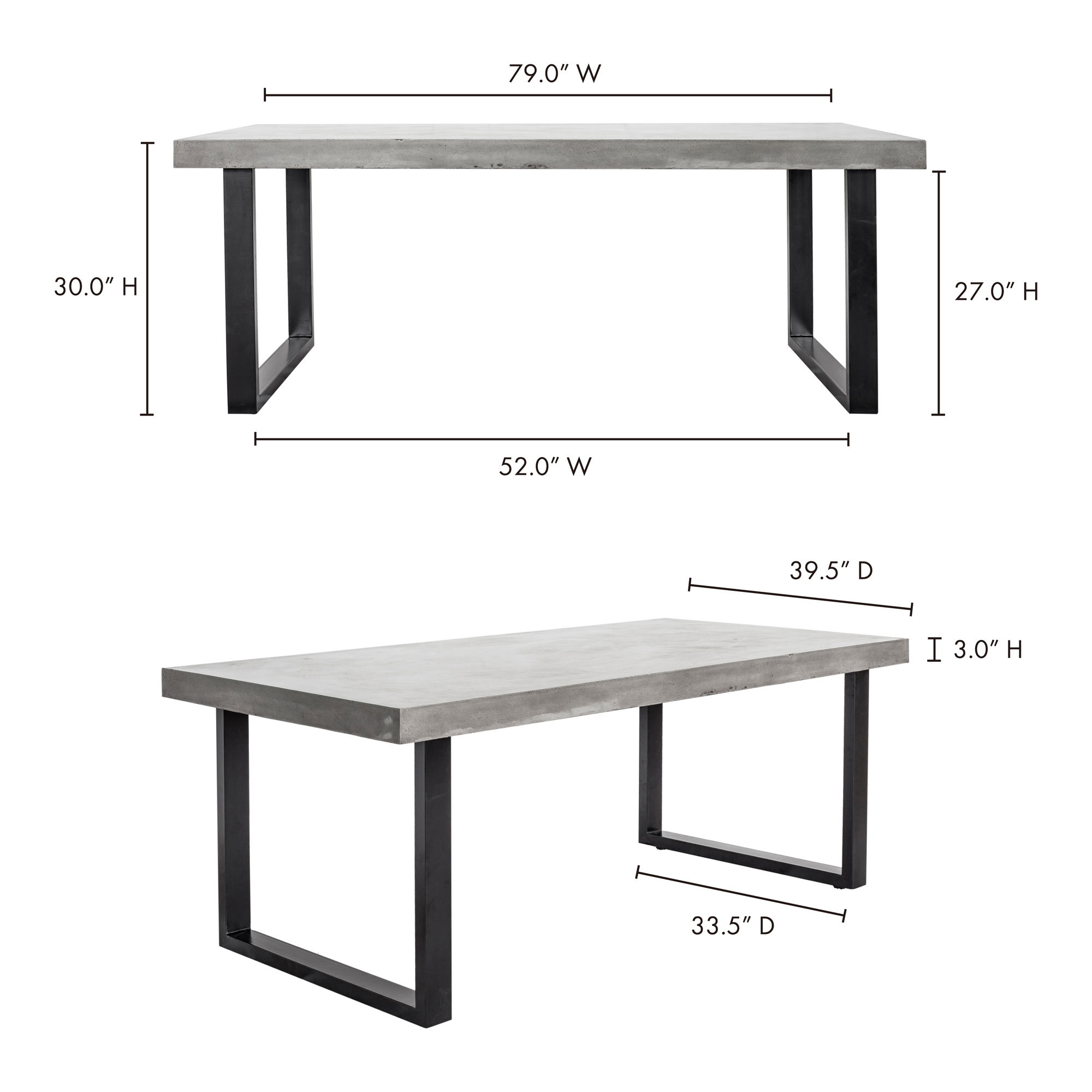 Jedrik Large Outdoor Dining Table Dark Grey, Outdoor Table by Moe's Home, 6'7" width x 2'6" height x 3'3.5" depth View 7