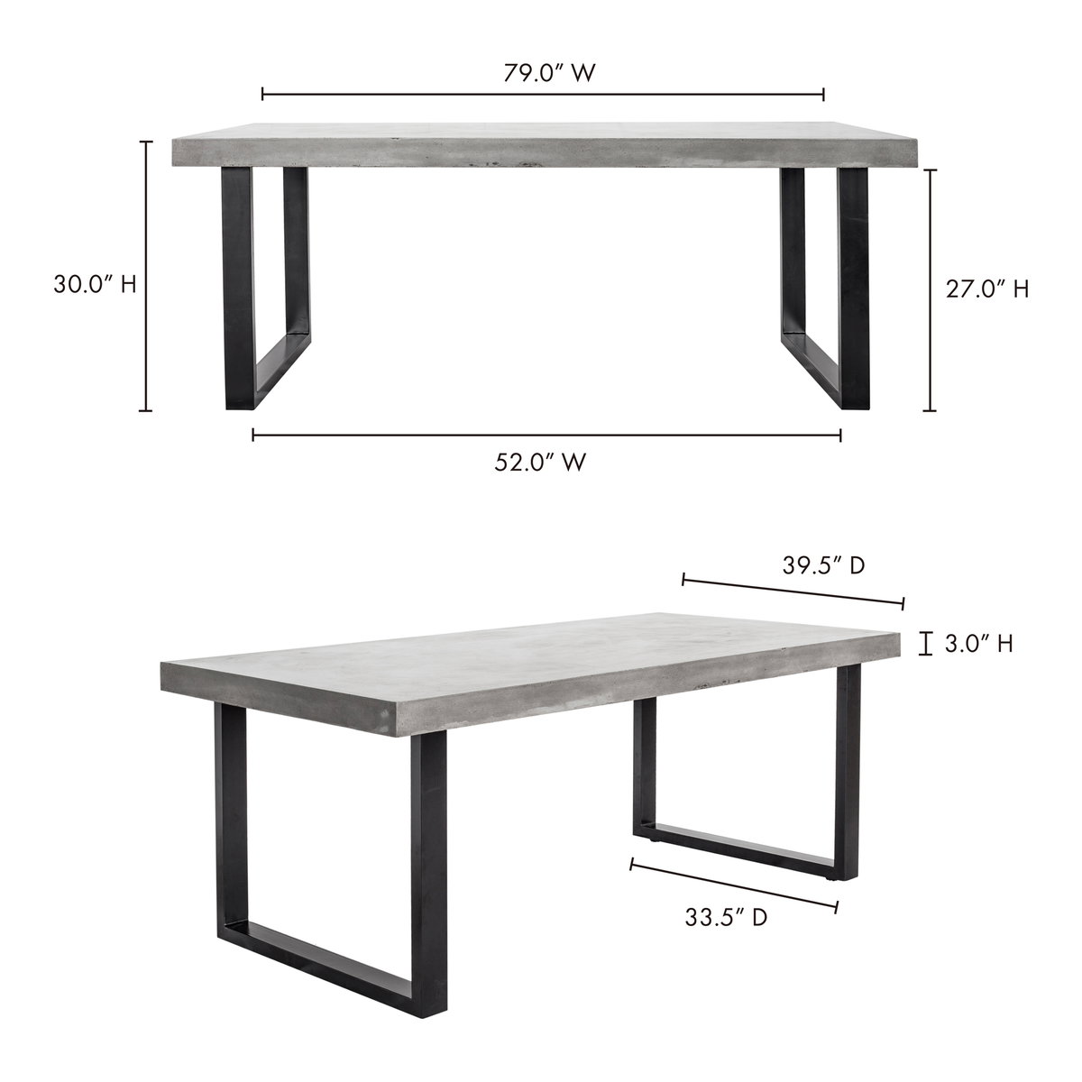 Jedrik Outdoor Dining Table Large Grey, Outdoor Table by Moe's Home, 6'7" width x 2'6" height x 3'3.5" depth View 7
