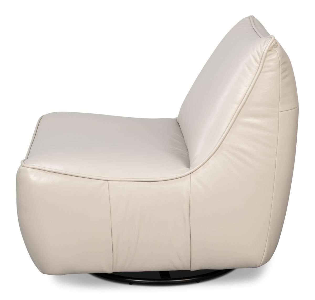 Kennett Swivel Chair Crystal White Leath, by Sarreid, 3' length x 2'9" width x 2'9" height View 8