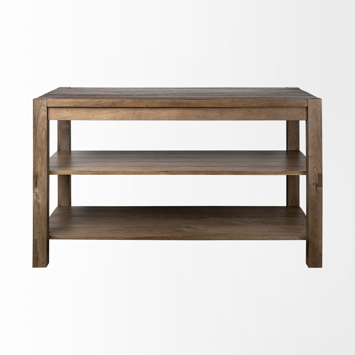 Emeril Brown Solid Wood Two-Tier Smooth Counter Top Kitchen Island, by Mercana, 60" length x 30" width x 35" height View 2