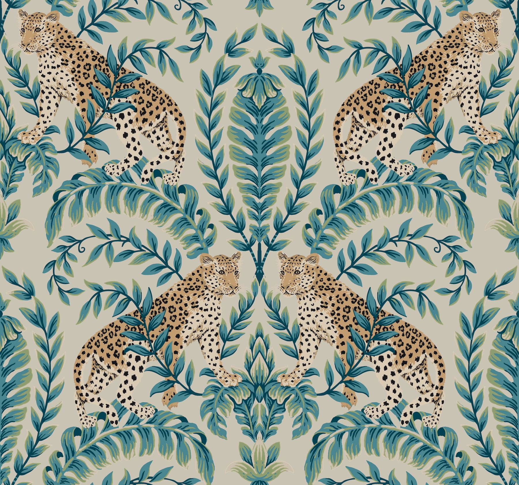 Jungle Leopard Taupe Wallpaper, by York Wall, 27' length x 2'3" width x 0.02" depth View 1