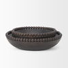 Wendell Dark Brown Wood with Wood Beads Round Bowls, Decorative Bowl by Mercana, 12" length x 12" width x 3" height thumbnail 5