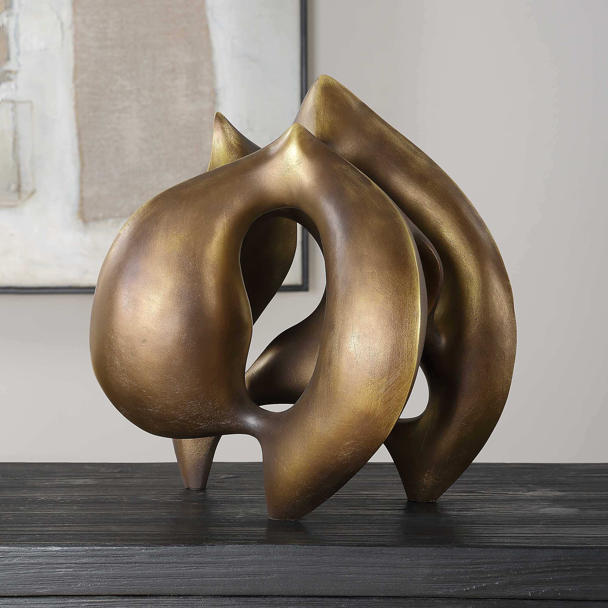Celestial Flow Bronze Sculpture, Decorative by Uttermost, 12.75" width x 13.25" height x 10" depth View 3