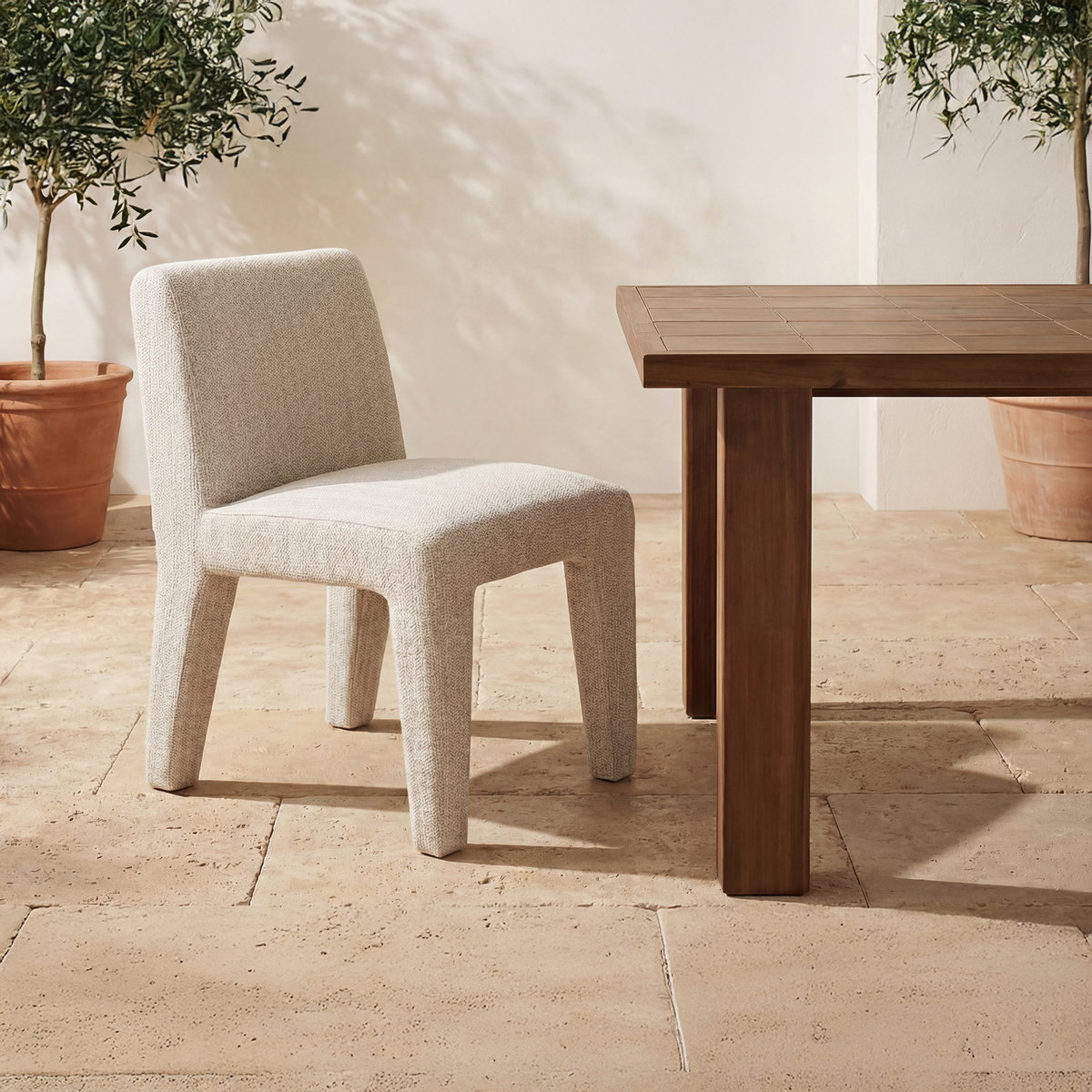 Verona Outdoor Dining Chair Cream, Outdoor Chair by Moe's Home, 1'9.6" width x 2'8.6" height x 2'4" depth View 6