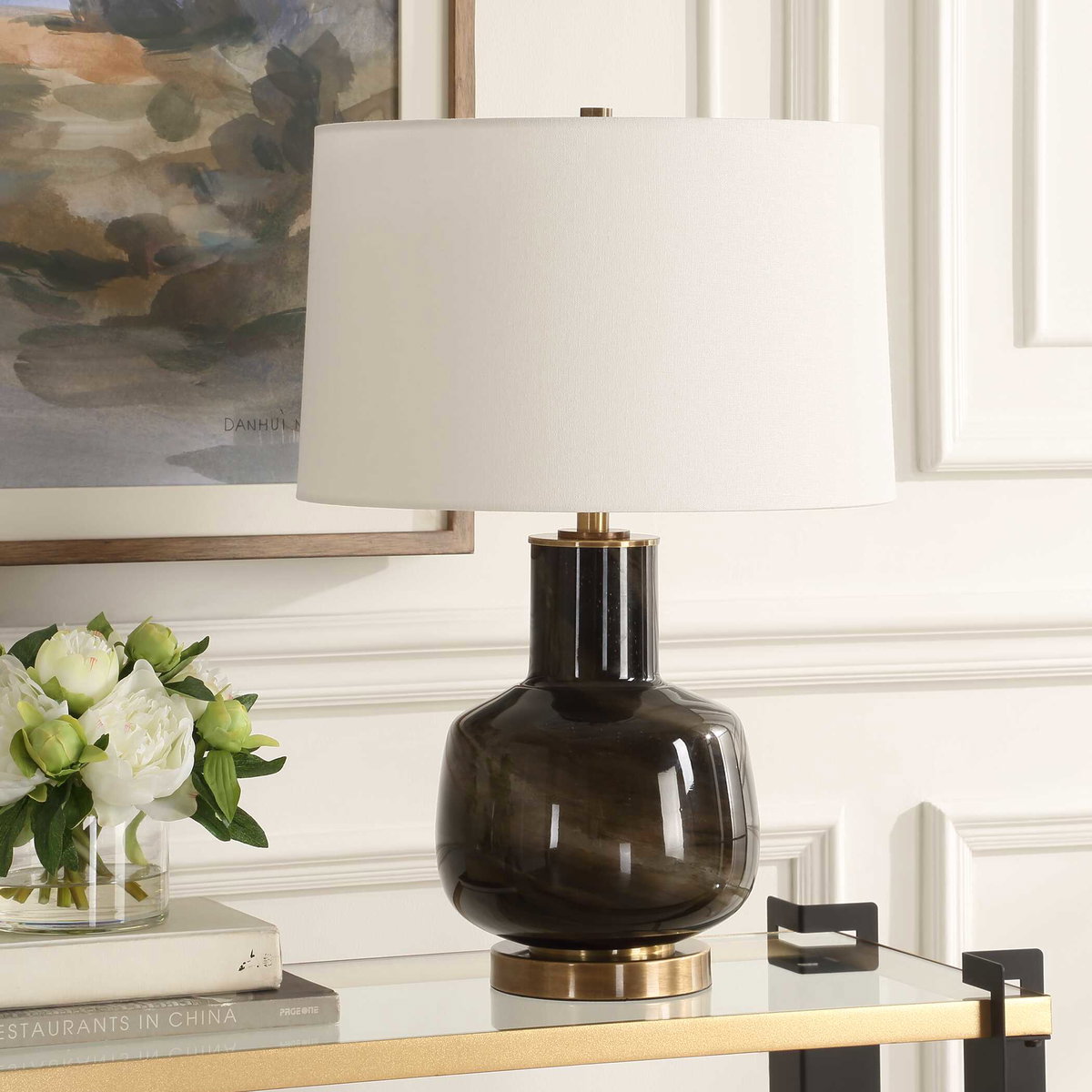 Buchanan Charcoal Table Lamp, by Uttermost, 16" width x 23.5" height x 16" depth View 4