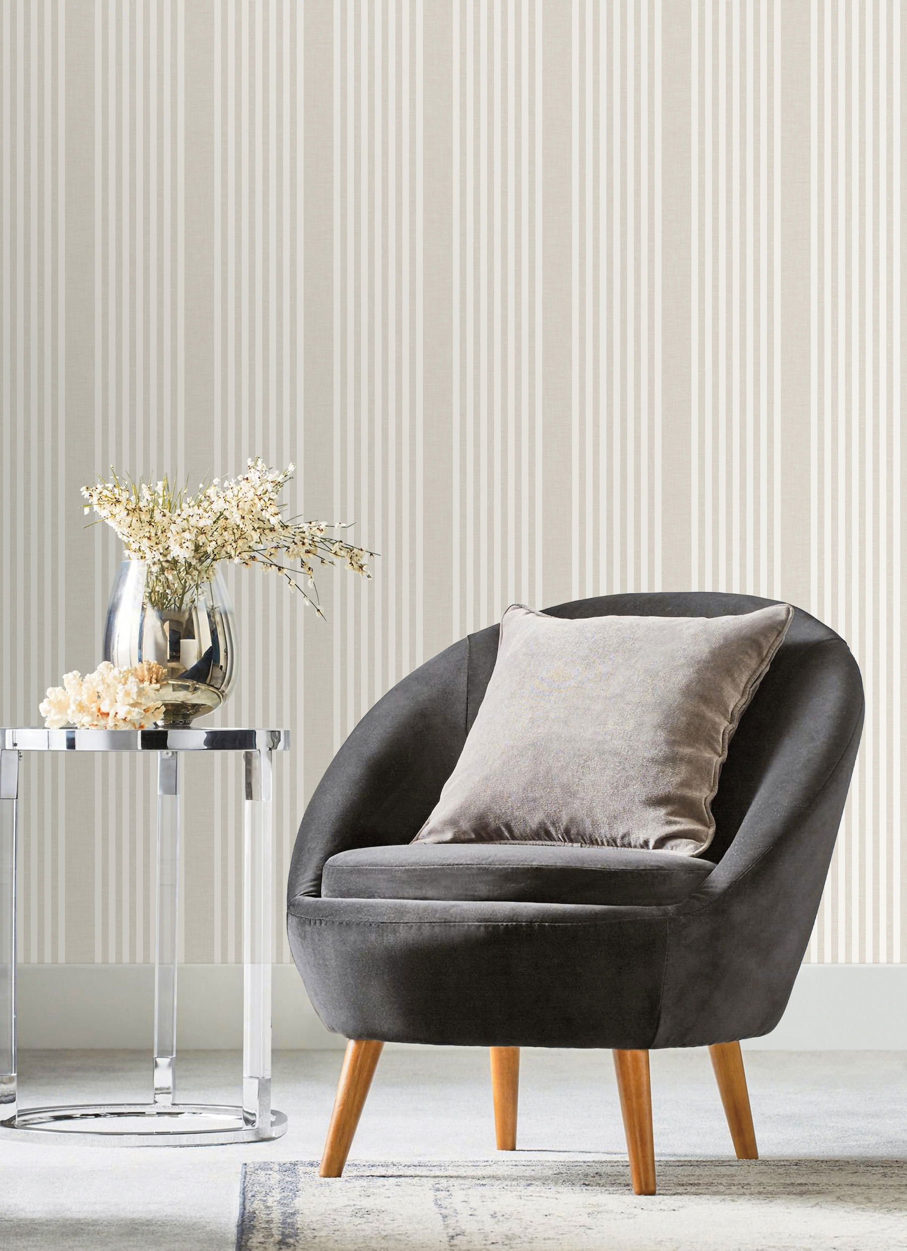 French Linen Stripe Soft Linen Wallpaper large image 