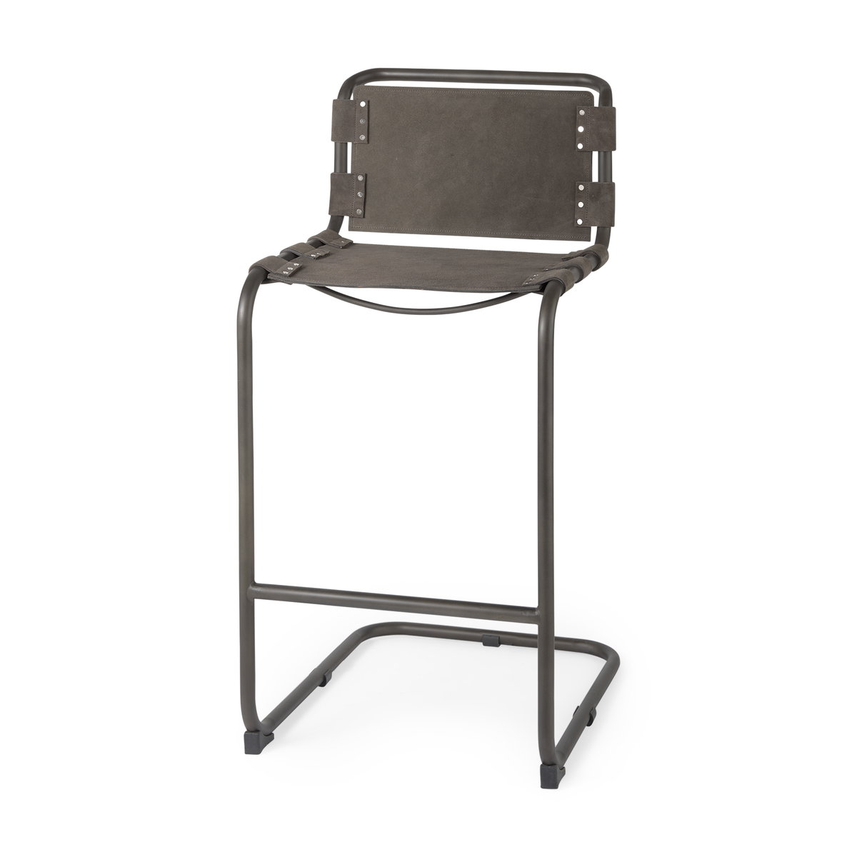 Berbick 43' Total Height Brown/Gray Suede with Iron Frame Bar Stool, Counter & Bar Stool by Mercana, 20.5" length x 24.8" width x 43" height View 1