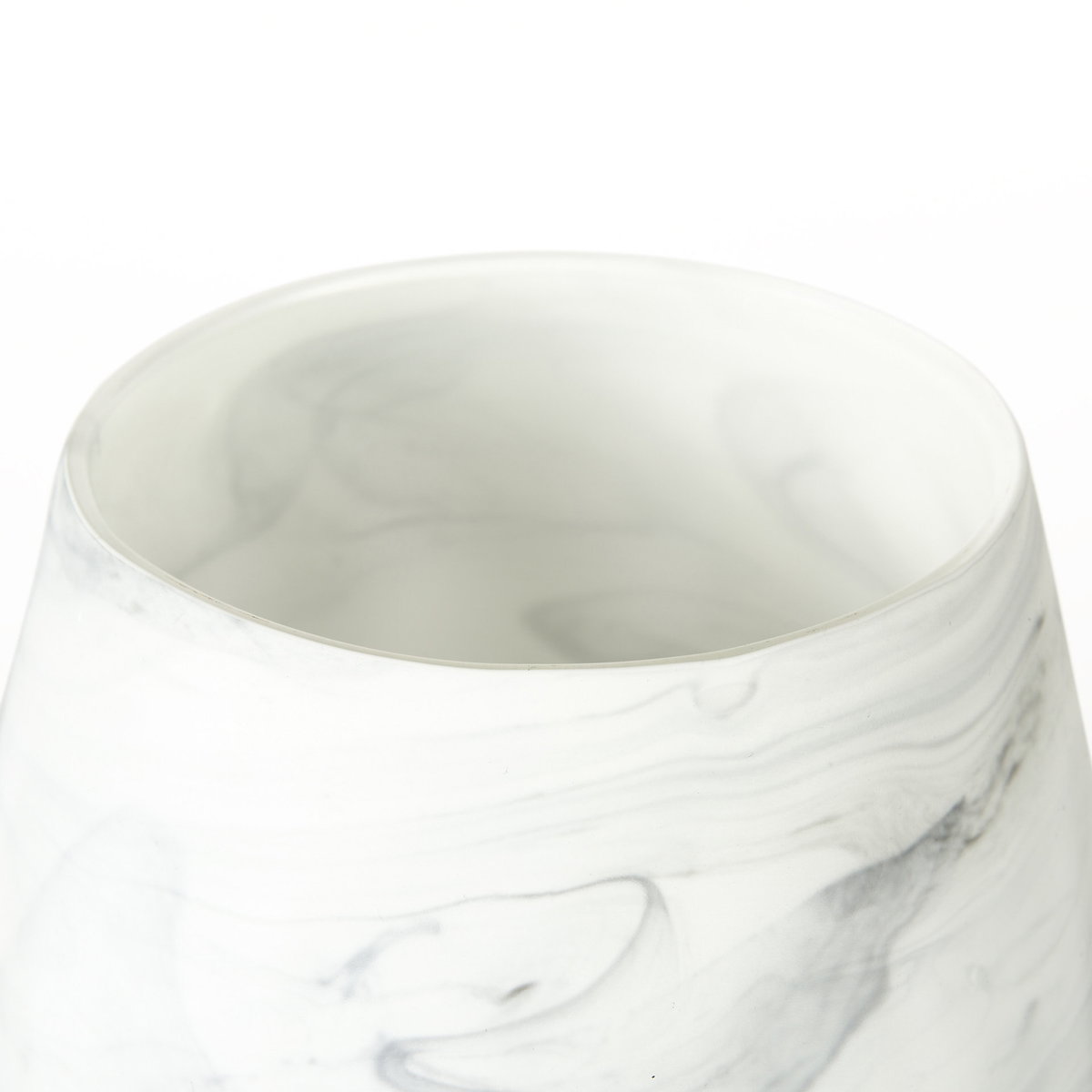 Volta I Short Gray Cream Glass Abstract Pattern Vase, by Mercana, 6.8" length x 6.8" width x 8.1" height View 5