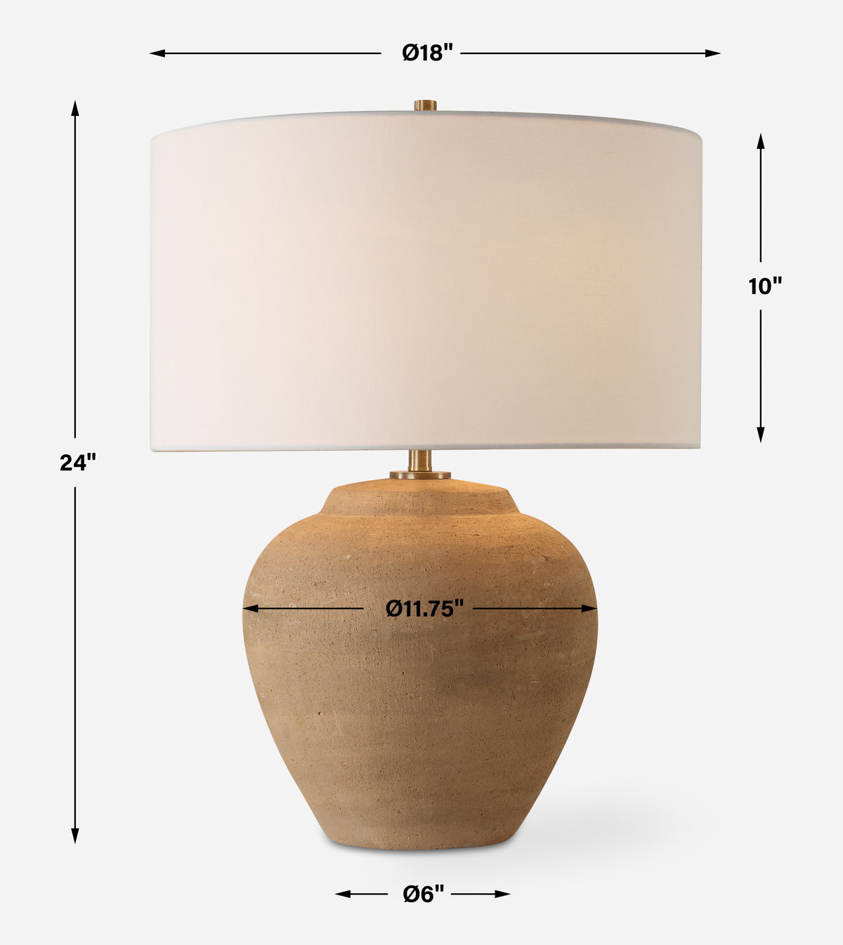 Treviso Terracotta Table Lamp, by Uttermost, 1'6" width x 2' height x 1'6" depth View 3