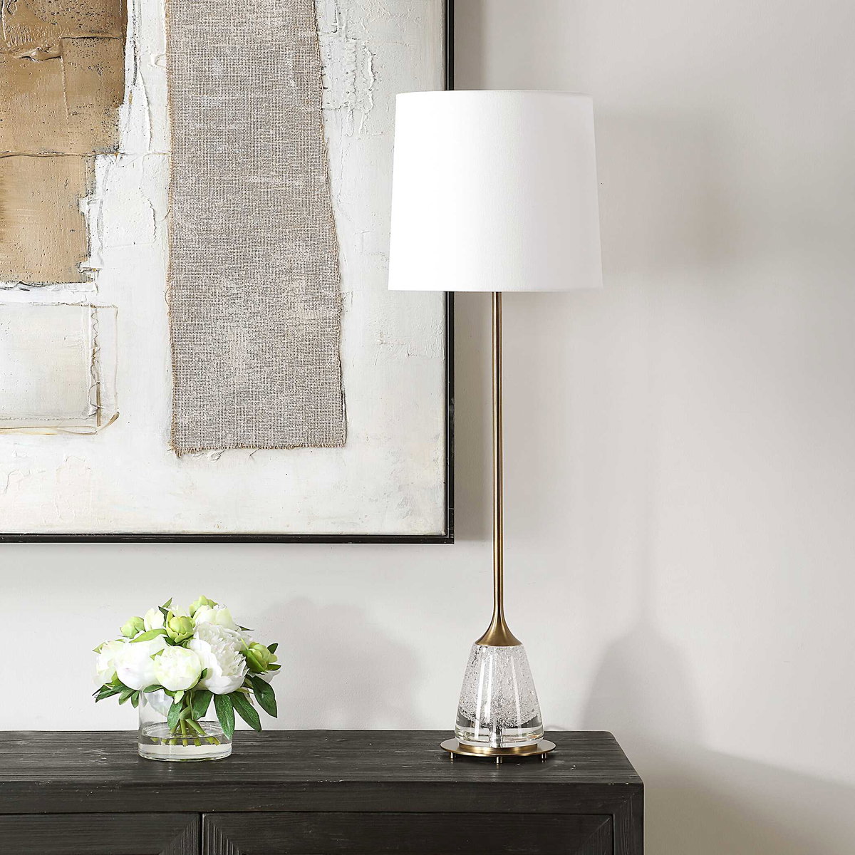 Alistair Brass Buffet Lamp, Table Lamp by Uttermost, 11" width x 34.25" height x 11" depth View 4