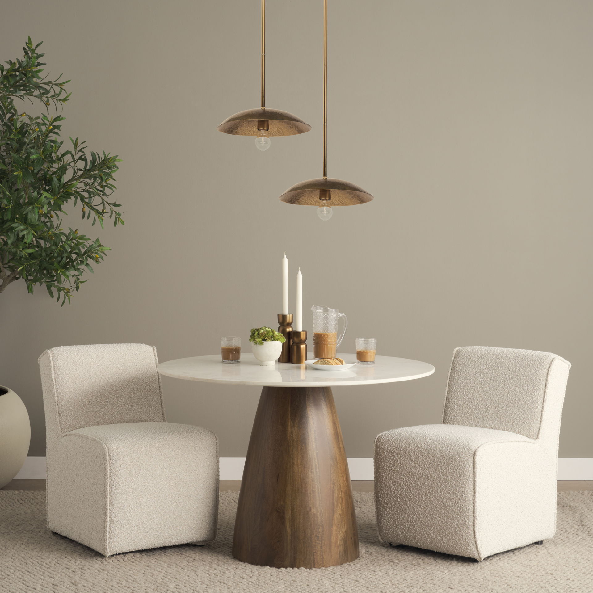 Garnet 13L x 13W Gold Hammered Metal Pendant Light, by Mercana, 14.5" length x 14.5" width x 3.25" height View 2